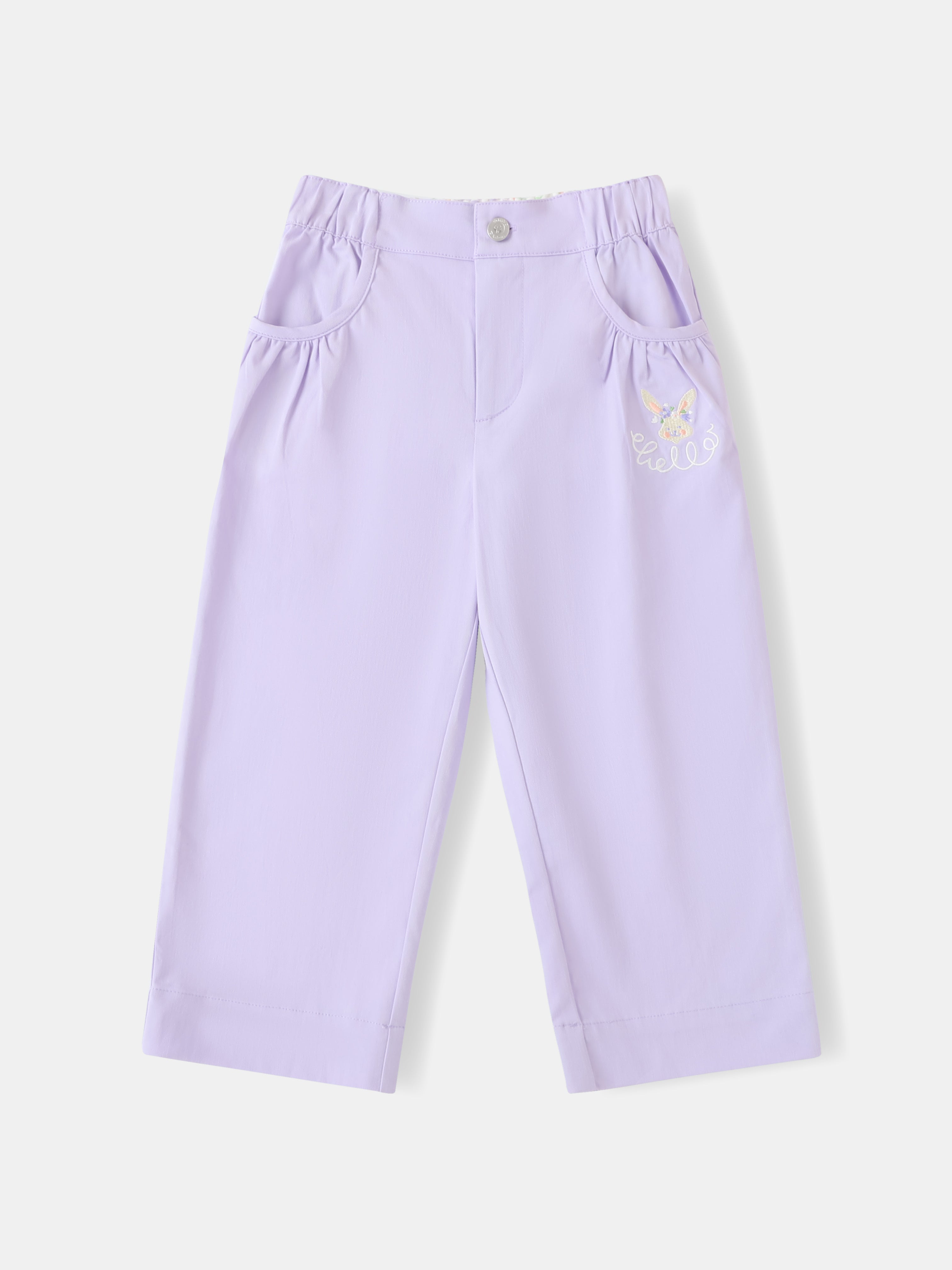 Kid Bunny Embroidery Barrel Pants