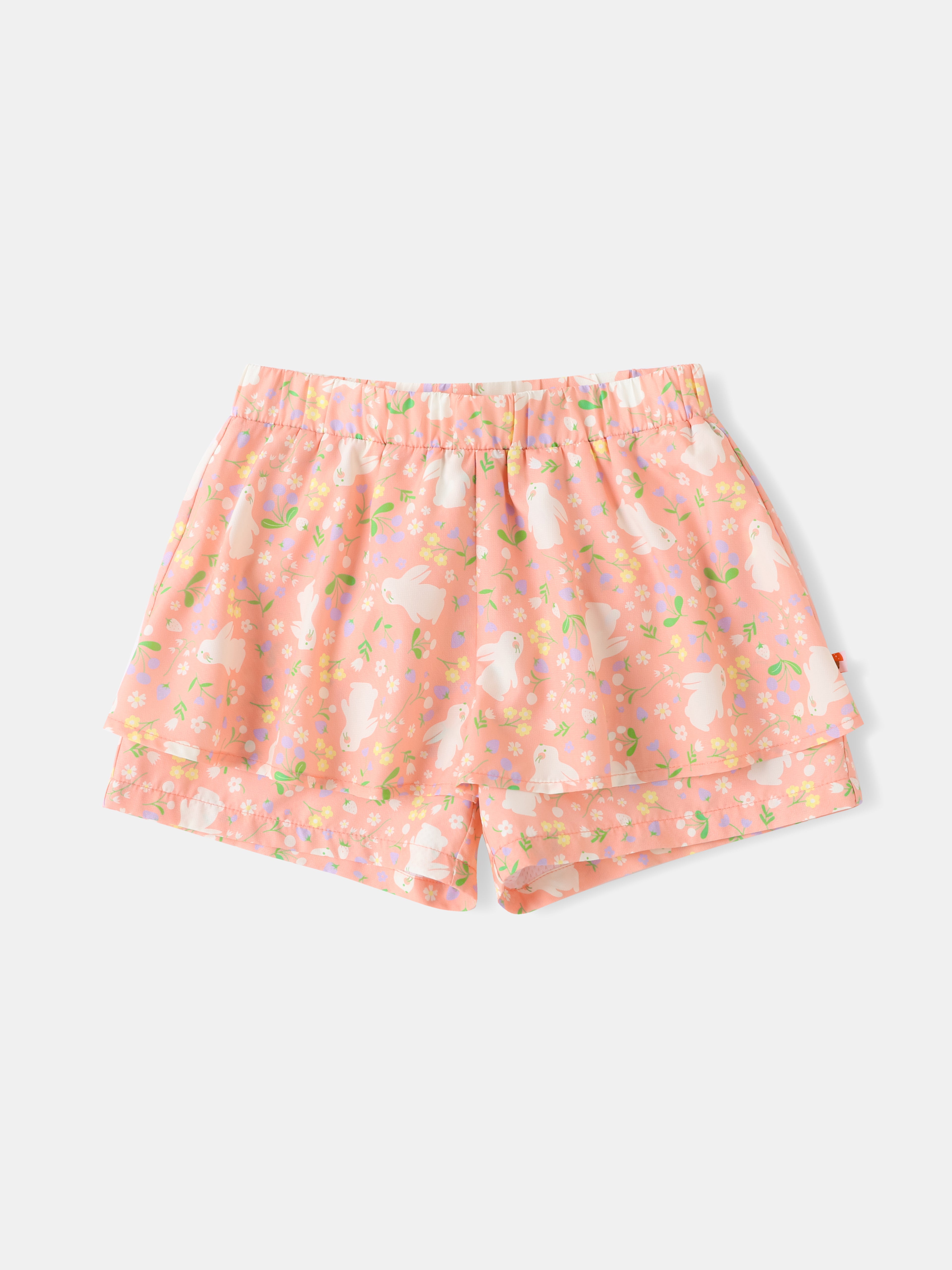 Kid All-Over Bunny Print Layered Shorts