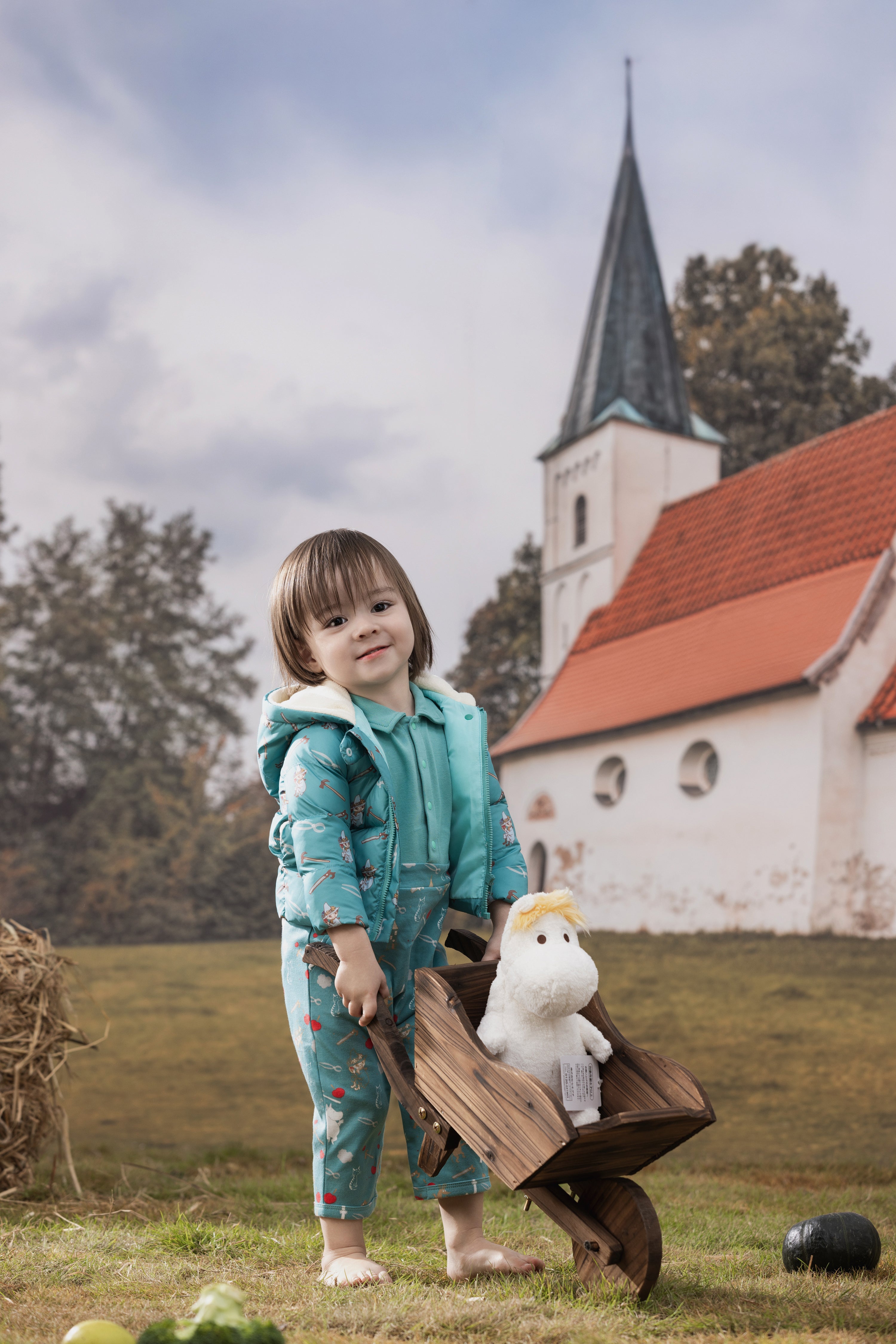 VAUVA Vauva FW23 - Baby Boy White Goose Print Coat with Hood (Blue) Coat & Jacket