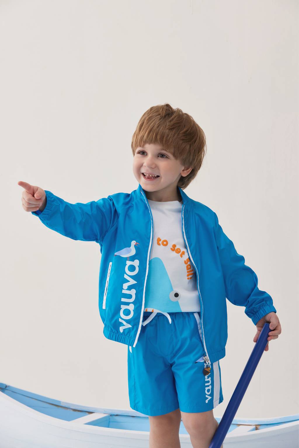 VAUVA Vauva SS24 - Toddler Vauva Logo Print UV Protection Jacket - Blue Coat & Jacket