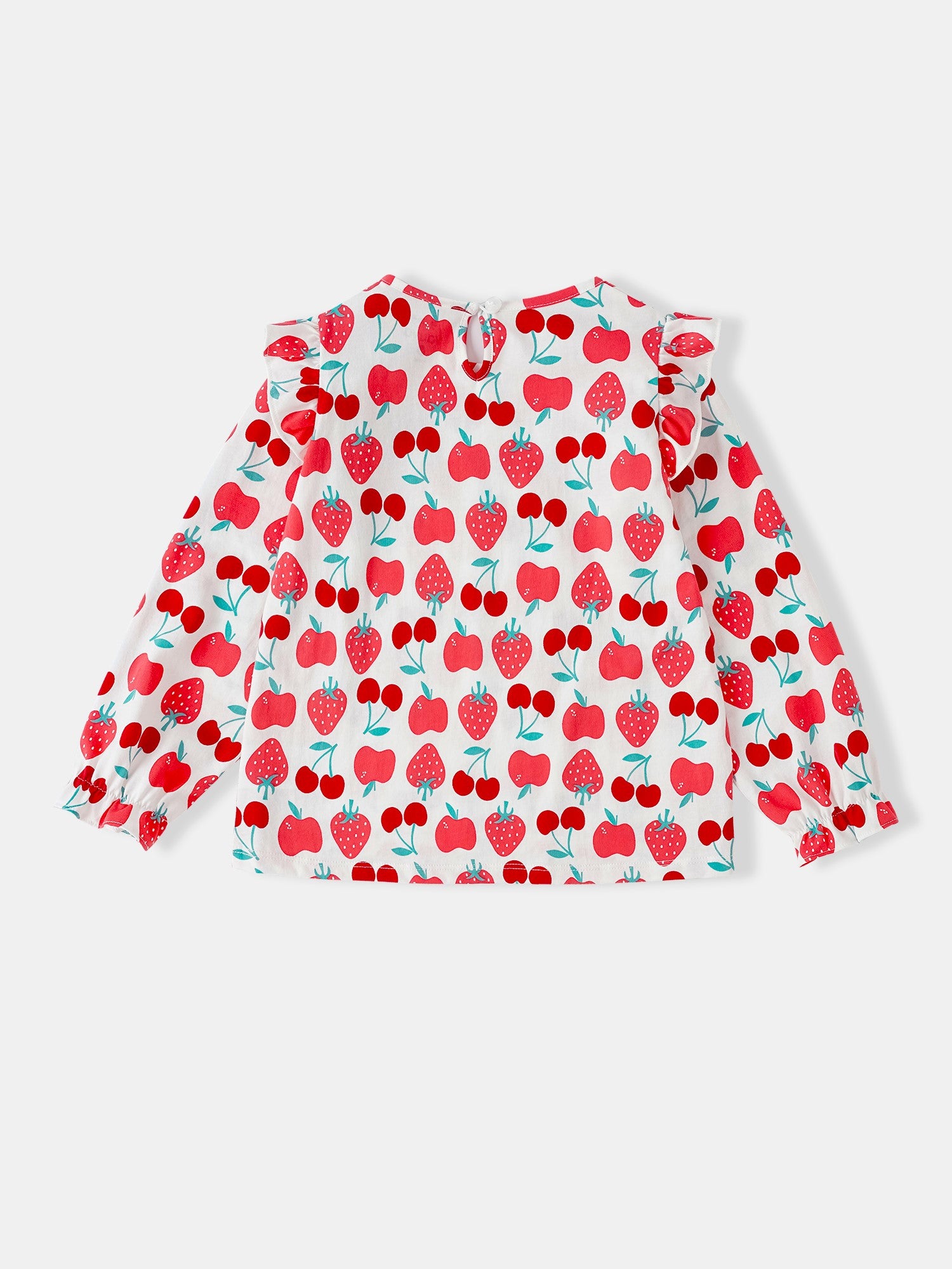 Kid Long Puff Sleeve All-Over Berries Print Top