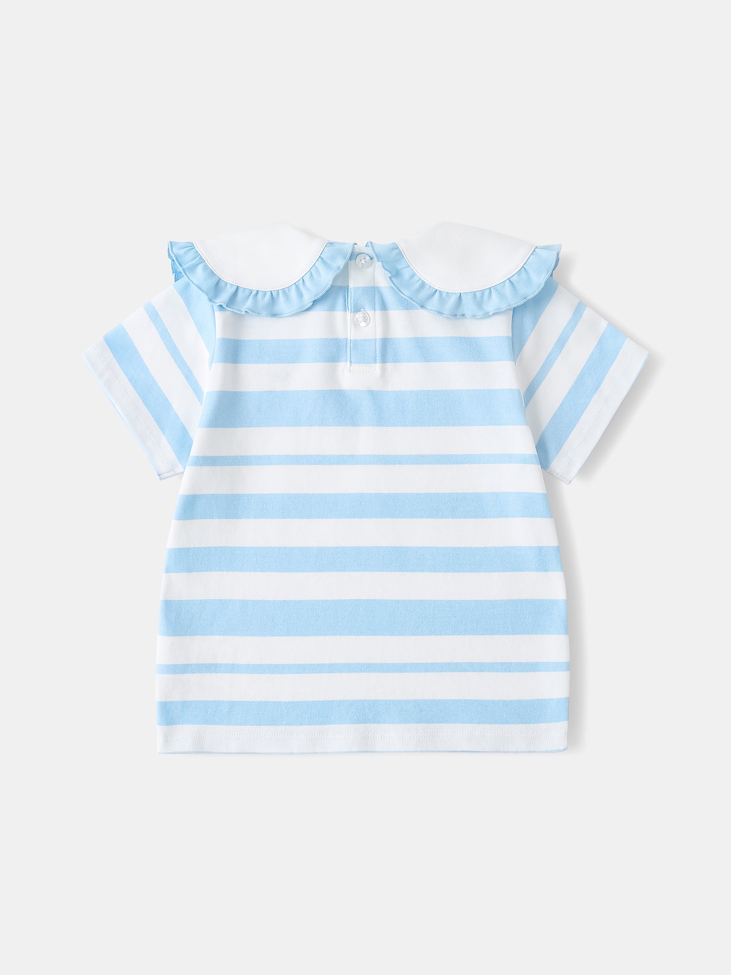 Kid Puritan Collar Short Sleeve Stripe Print Top