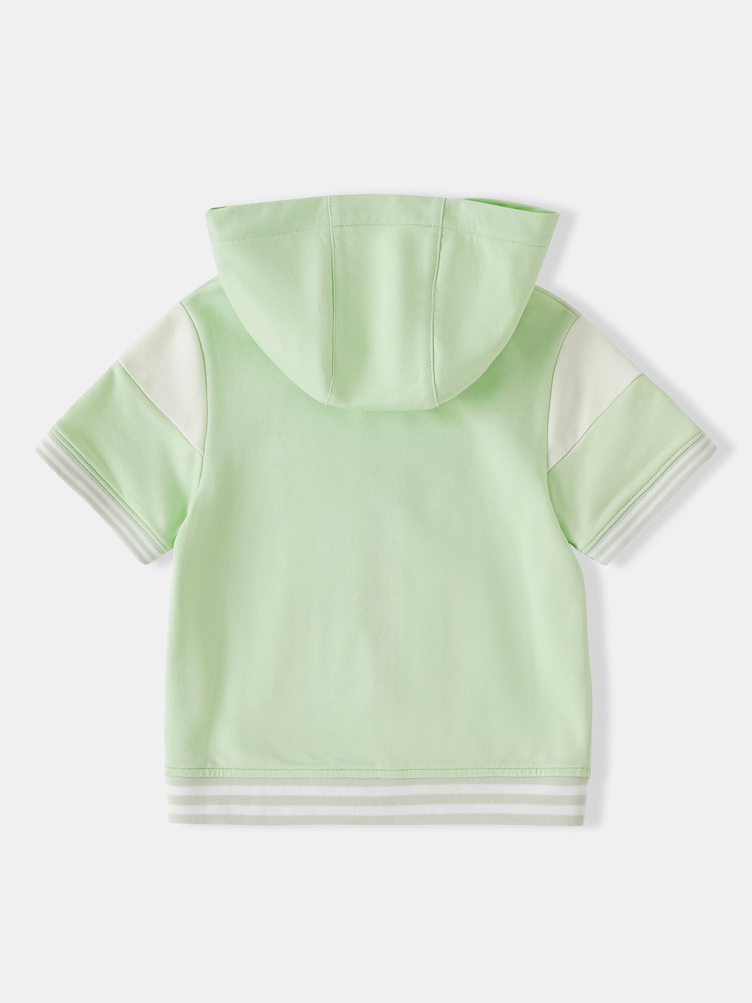 Kid Short Sleeve Logo Embroidery Zipped Hoodie