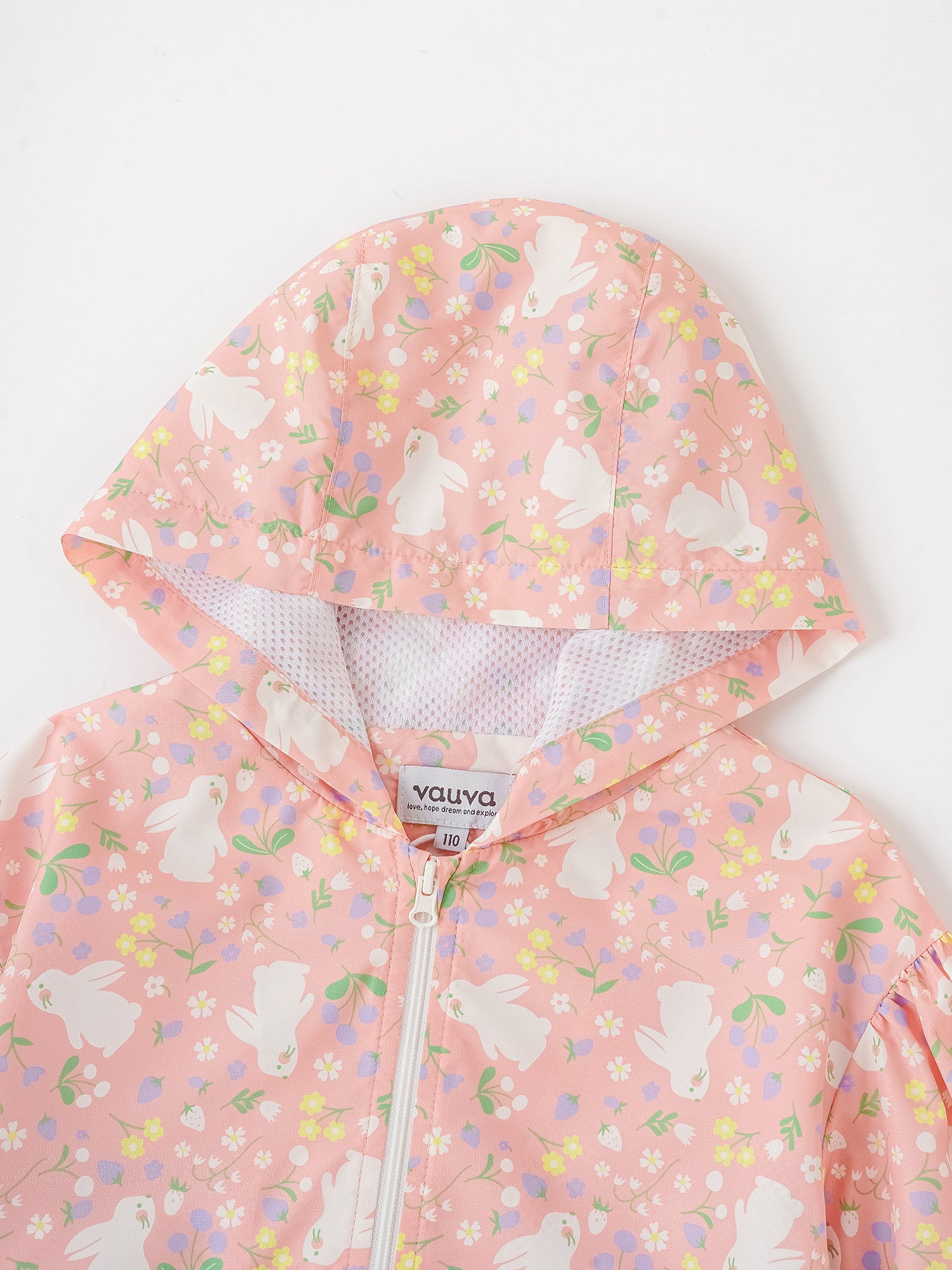 Kid All-Over Bunny Print Frills Zipped Windbreaker