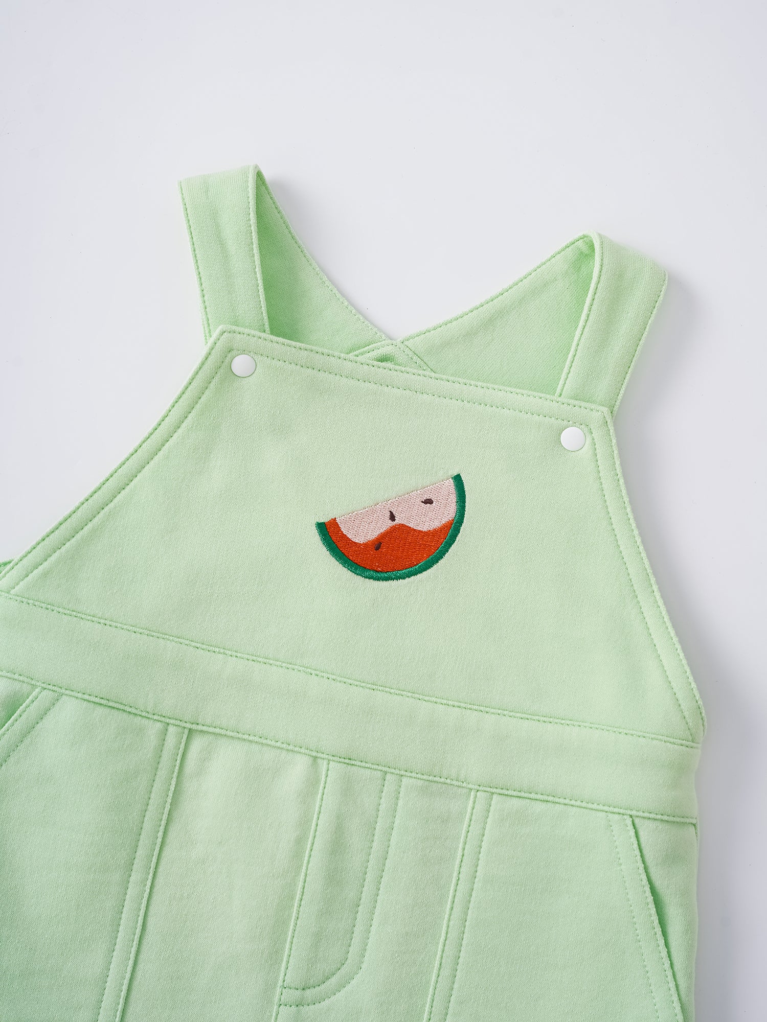 Baby Watermelon Embroidery Dungaree Shorts