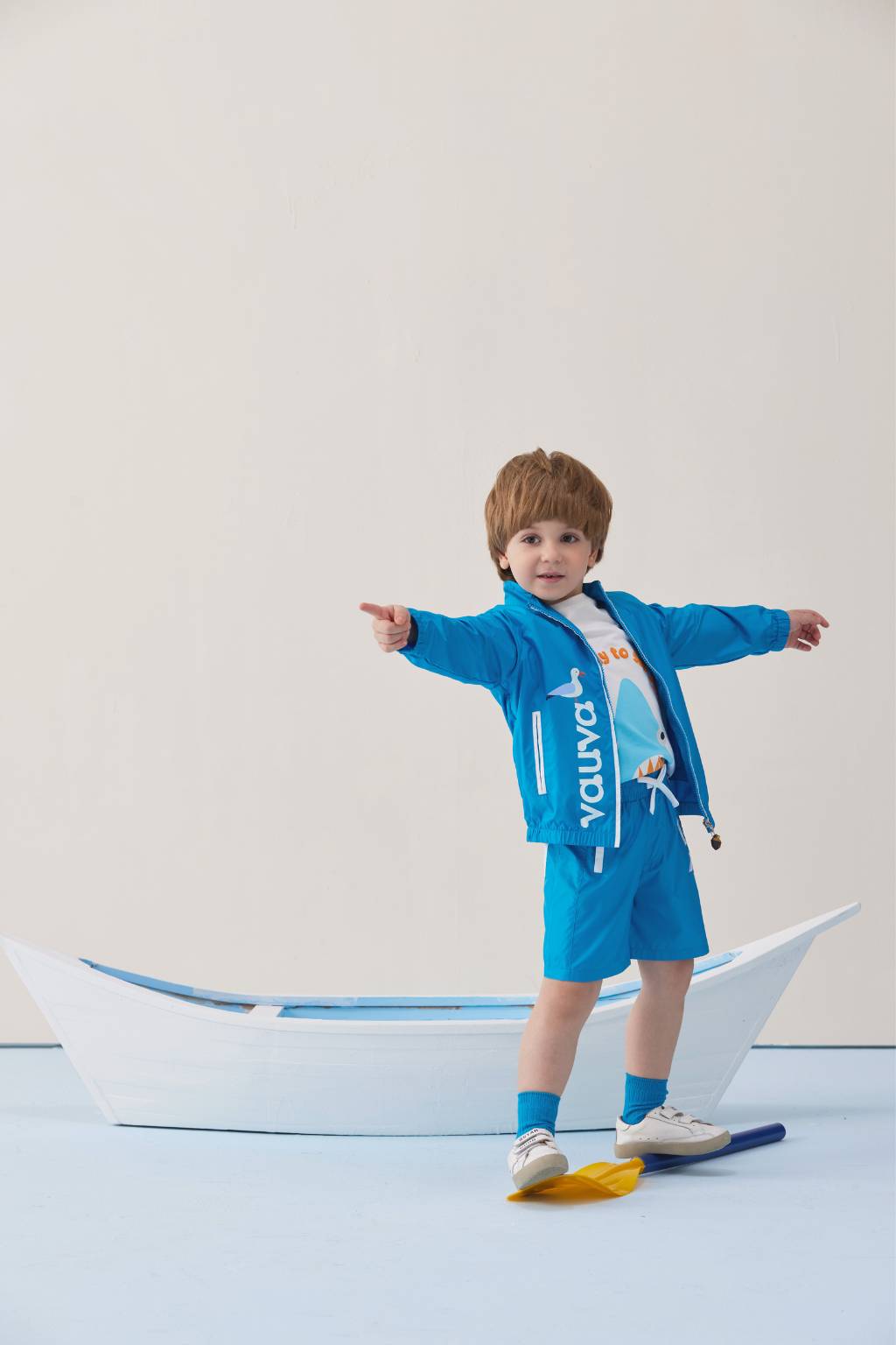 VAUVA Vauva SS24 - Toddler Vauva Logo Print UV Protection Jacket - Blue Coat & Jacket