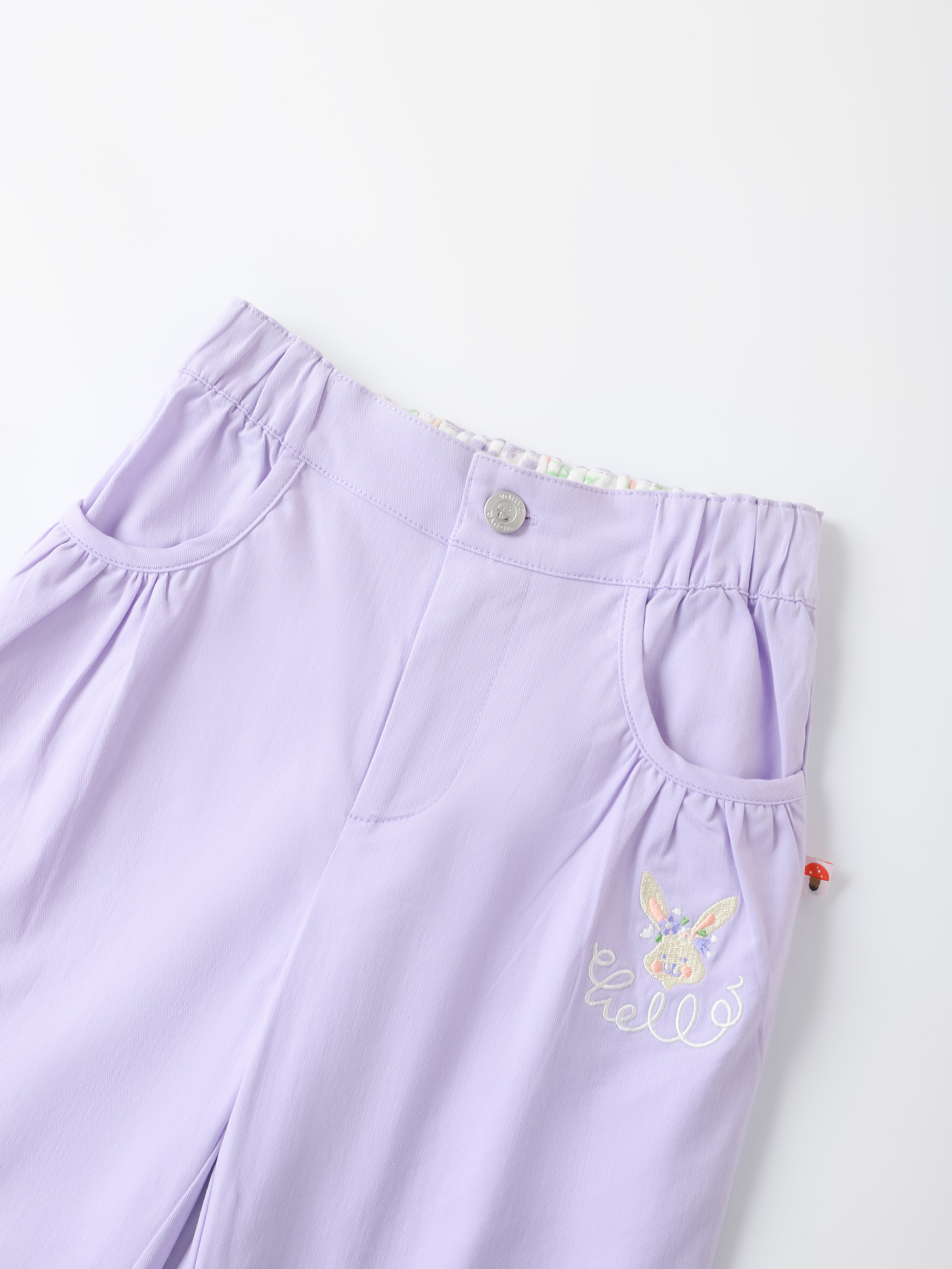 Kid Bunny Embroidery Barrel Pants