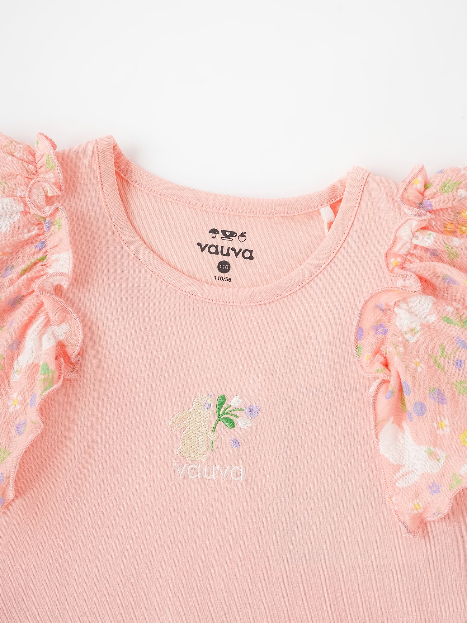 Kid Ruffle Cap Sleeve Bunny Print Dress