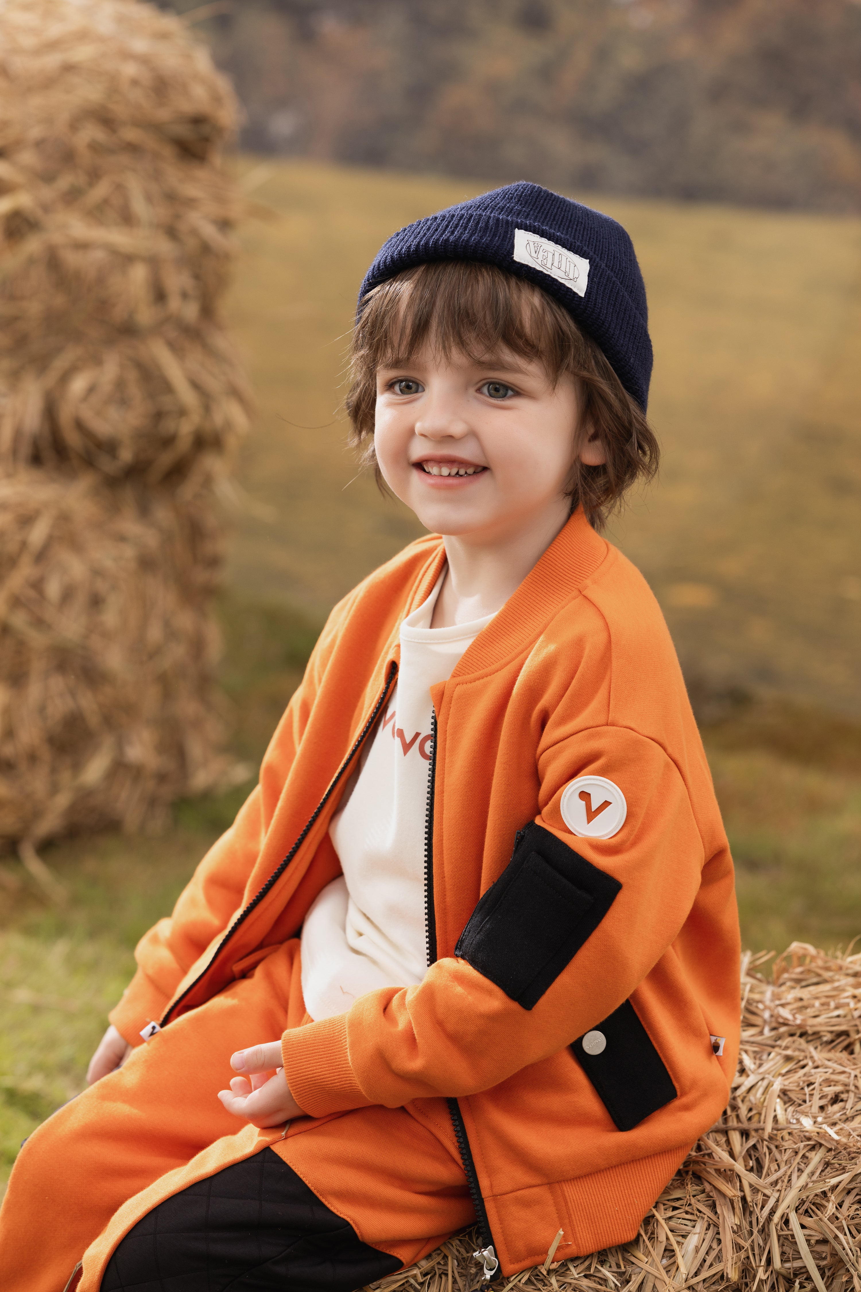 VAUVA Vauva FW23 - Boys Zip Long Sleeve Jacket (Orange/Black) Coat & Jacket