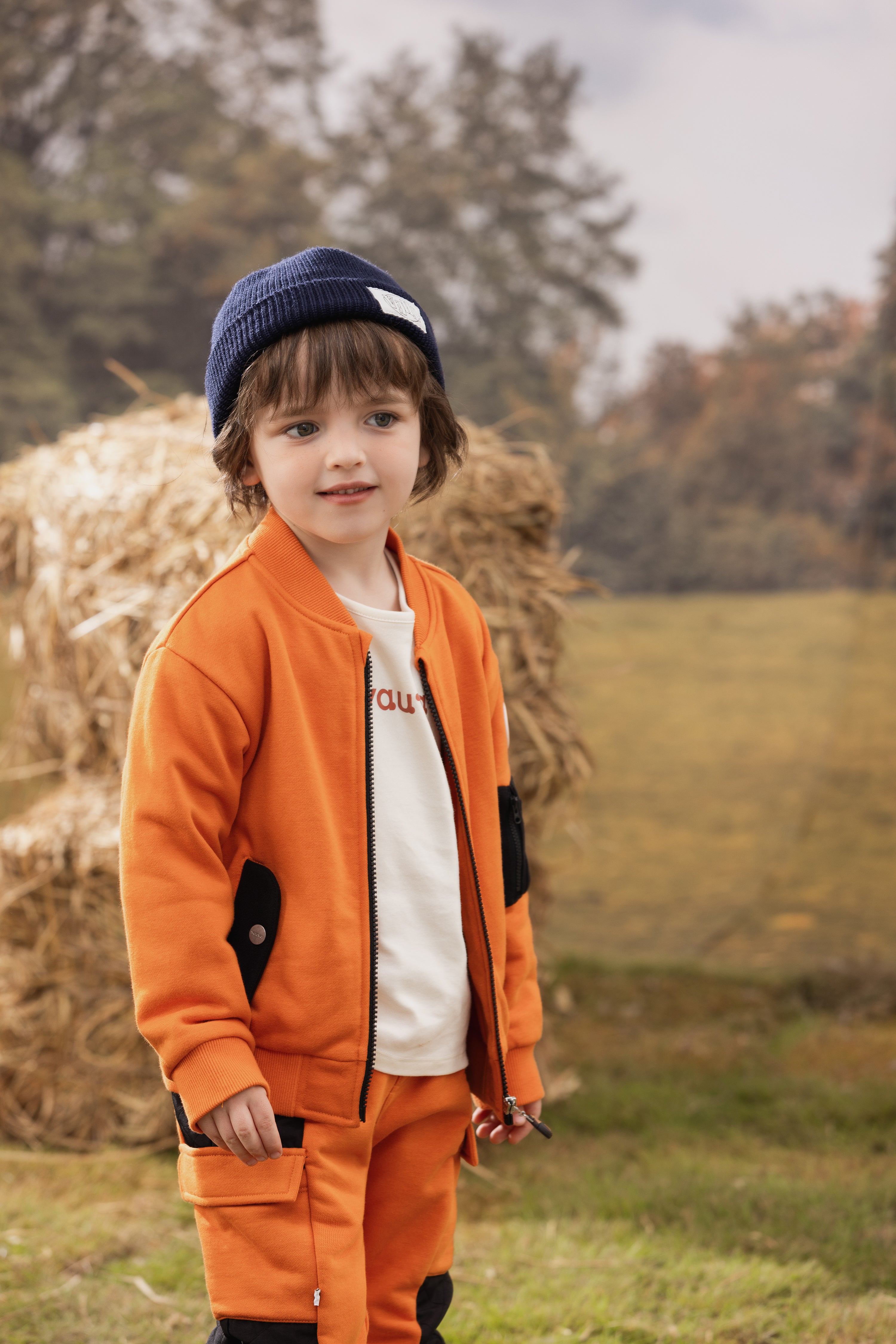VAUVA Vauva FW23 - Boys Zip Long Sleeve Jacket (Orange/Black) Coat & Jacket
