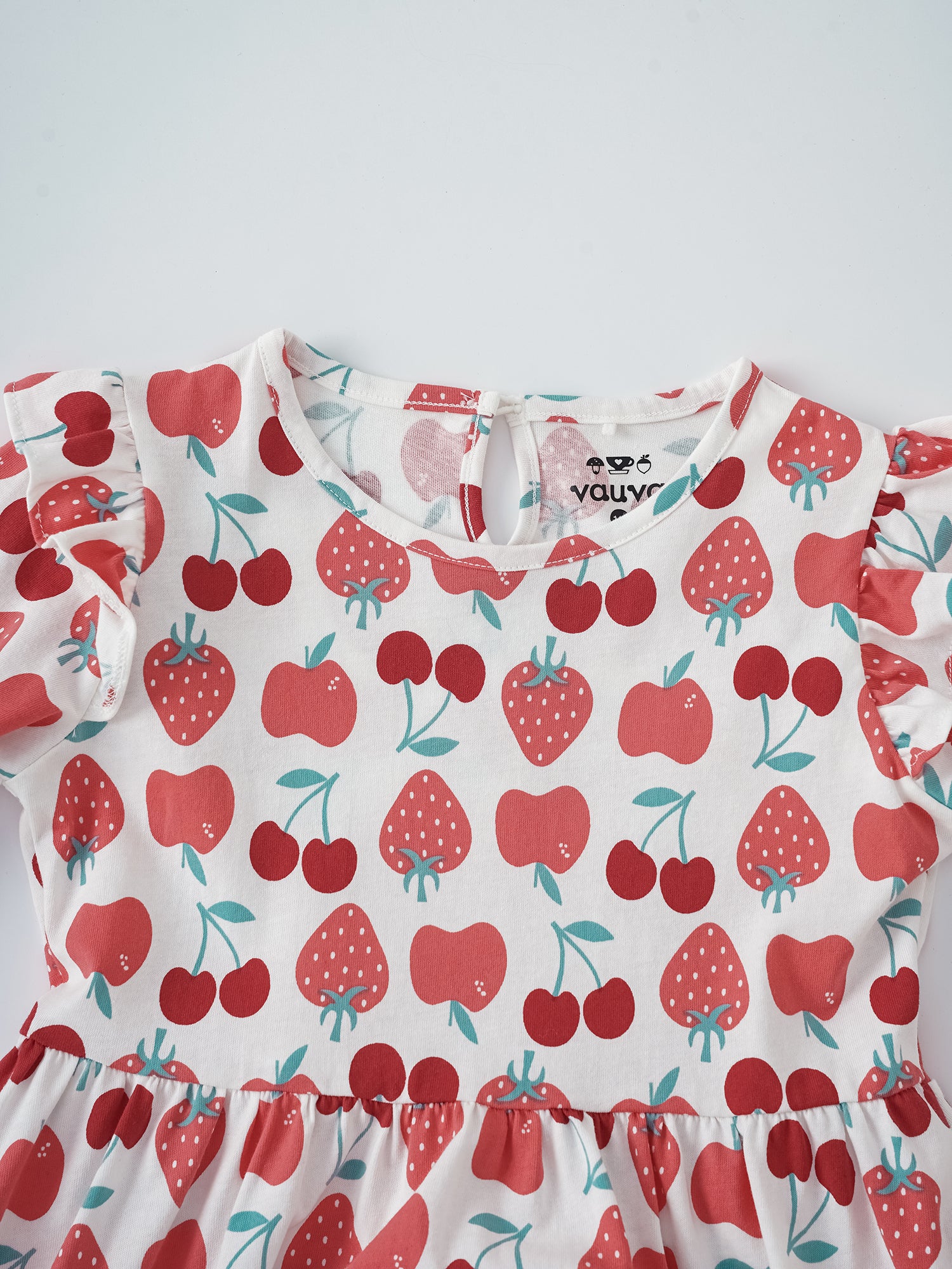 Kid Long Puff Sleeve All-Over Berries Print Dress