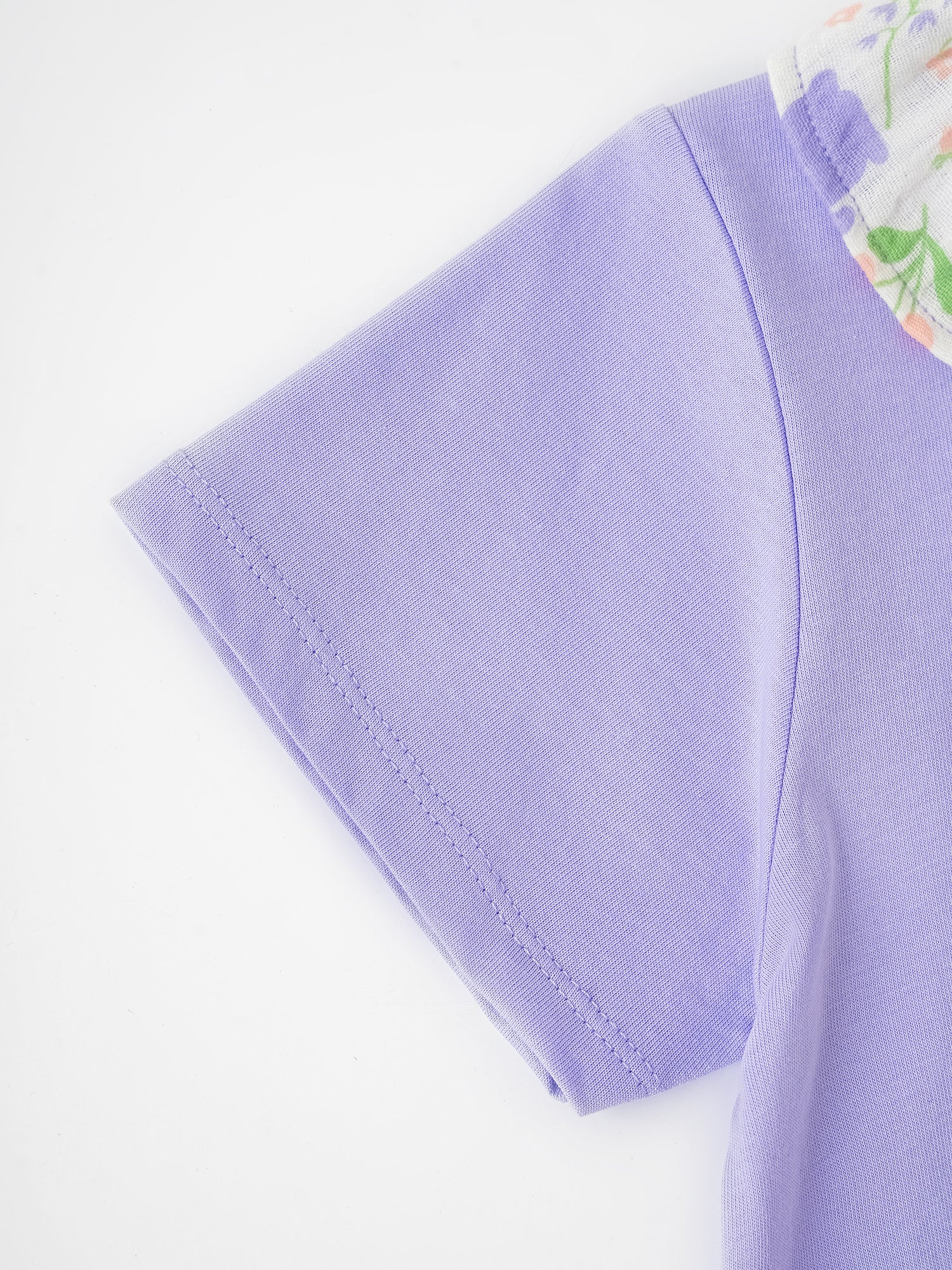 Kid Ruffle Collar Short Sleeve Bunny Print Tee