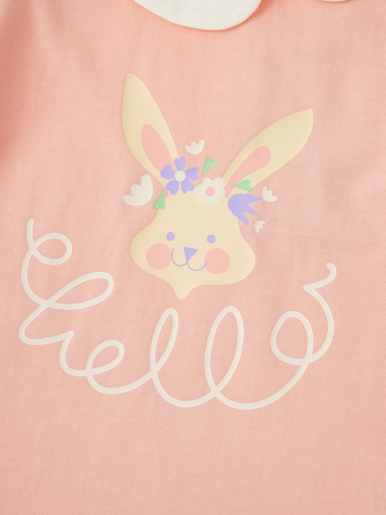 Kid Signature Collar Short Sleeve Bunny Print Tee