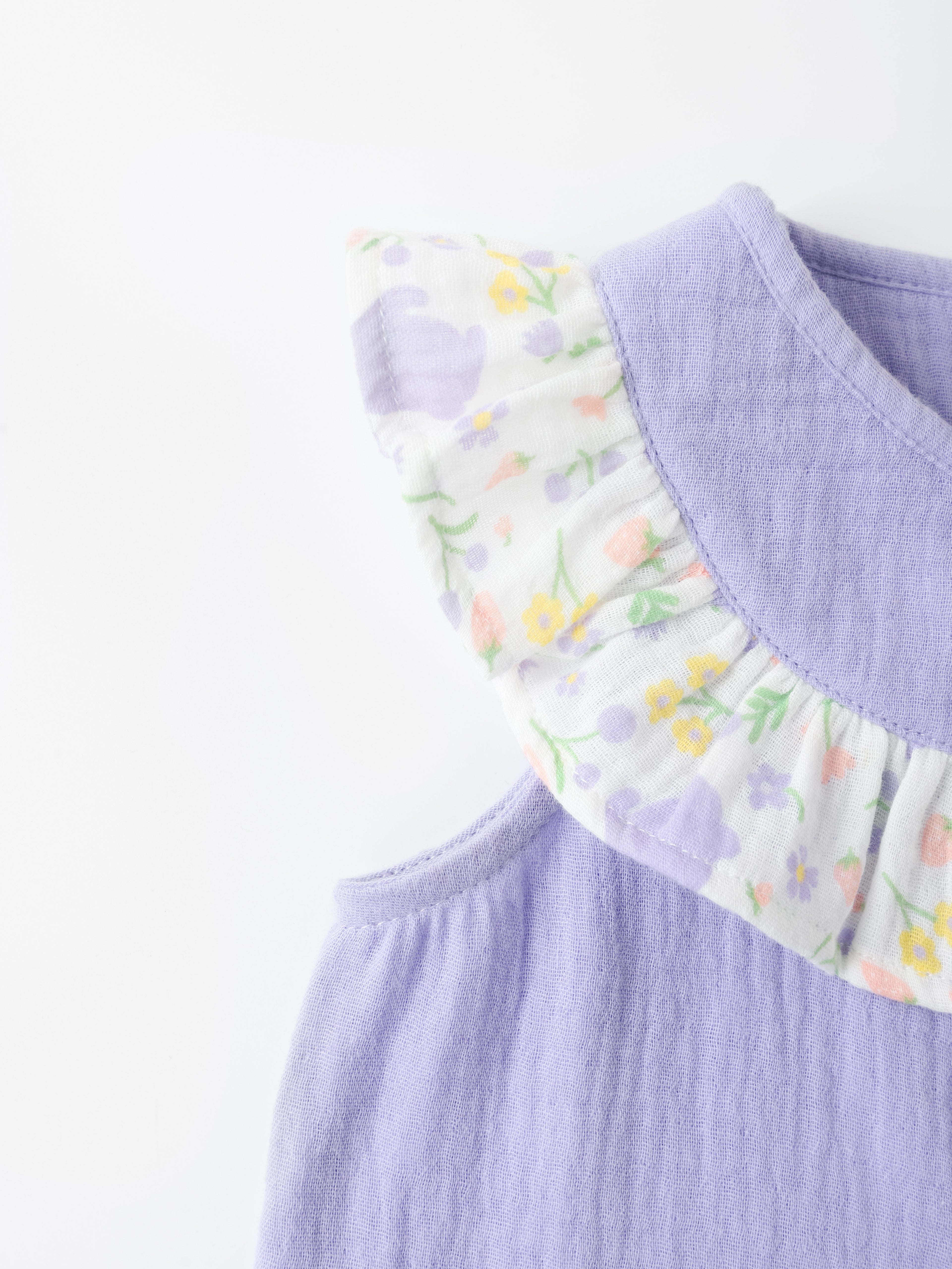 Baby Sleeveless All-Over Bunny Print Ruffle Two-Tone Top