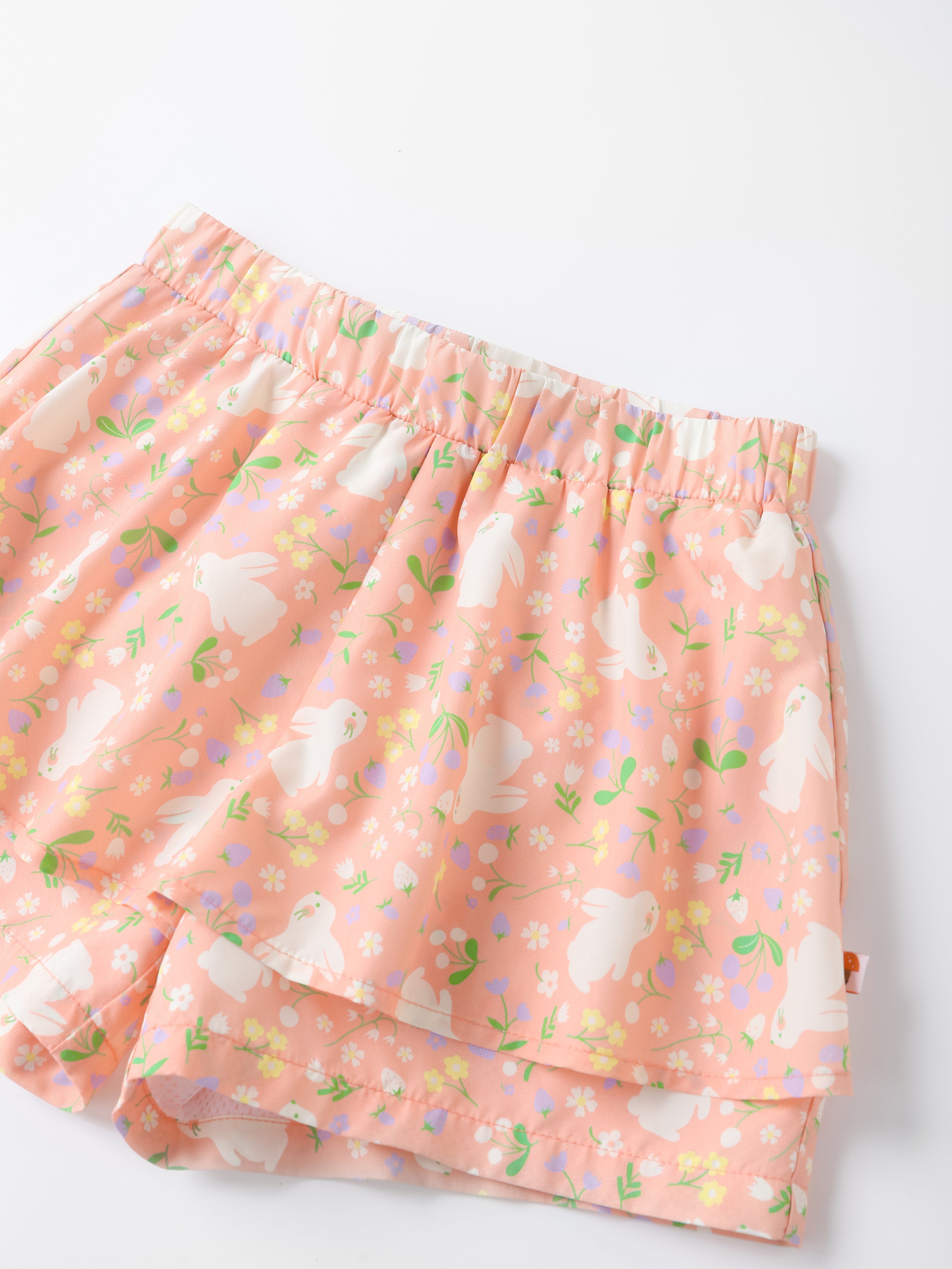Kid All-Over Bunny Print Layered Shorts
