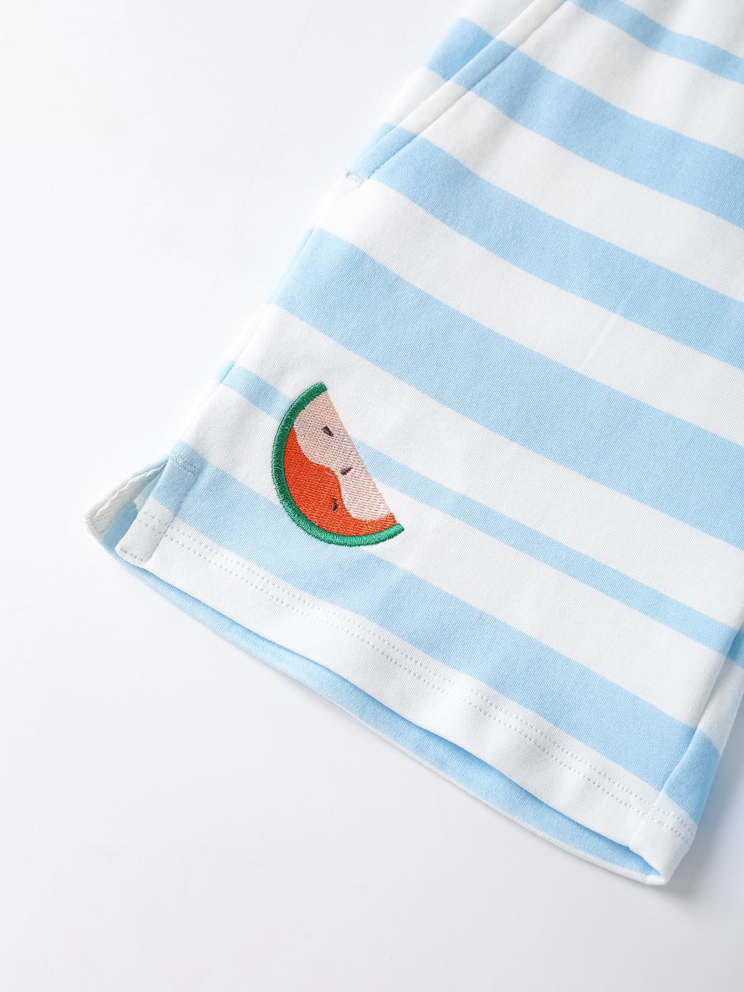 Kid Watermelon Embroidery Stripe Print Shorts