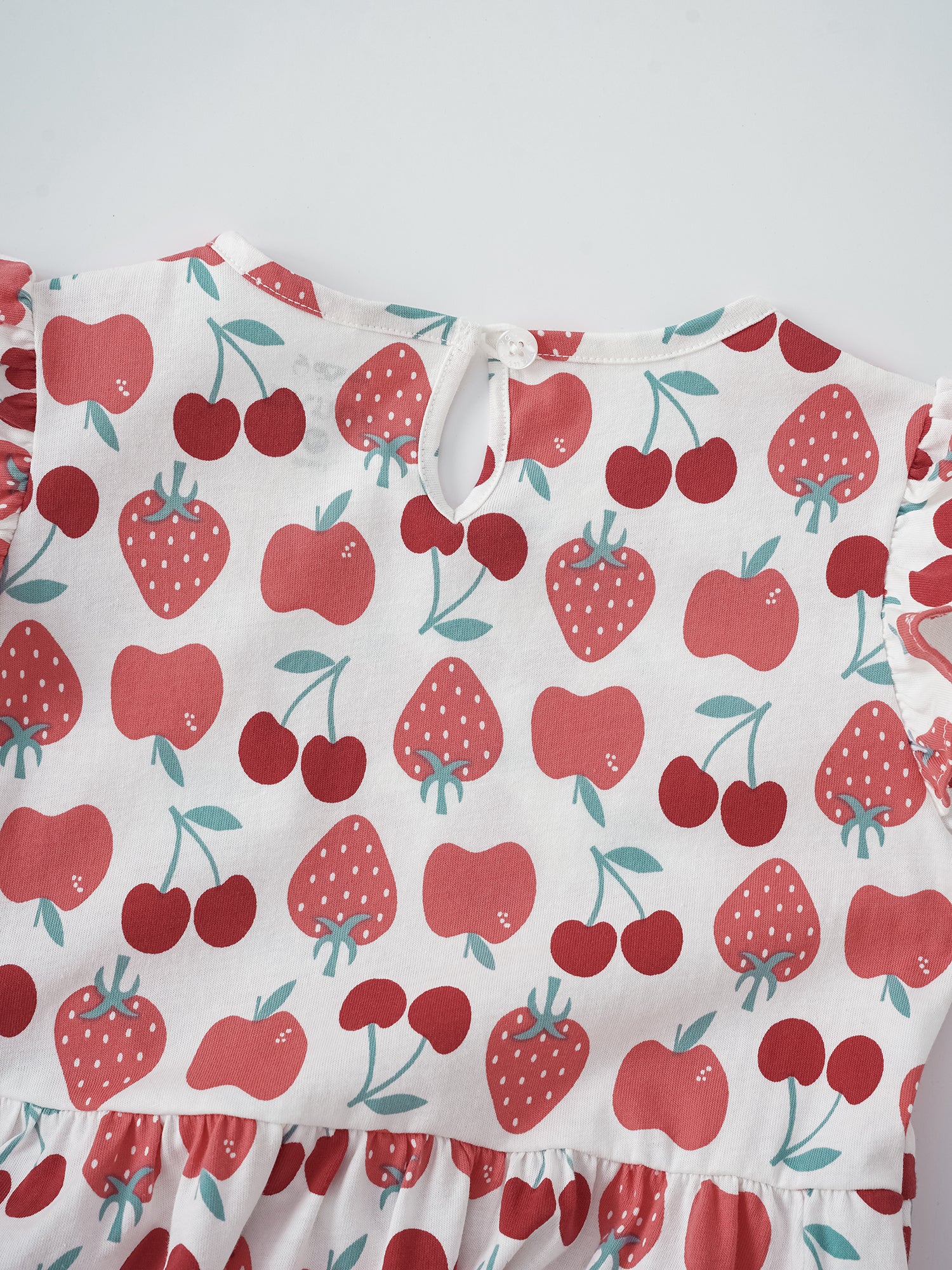 Kid Long Puff Sleeve All-Over Berries Print Dress