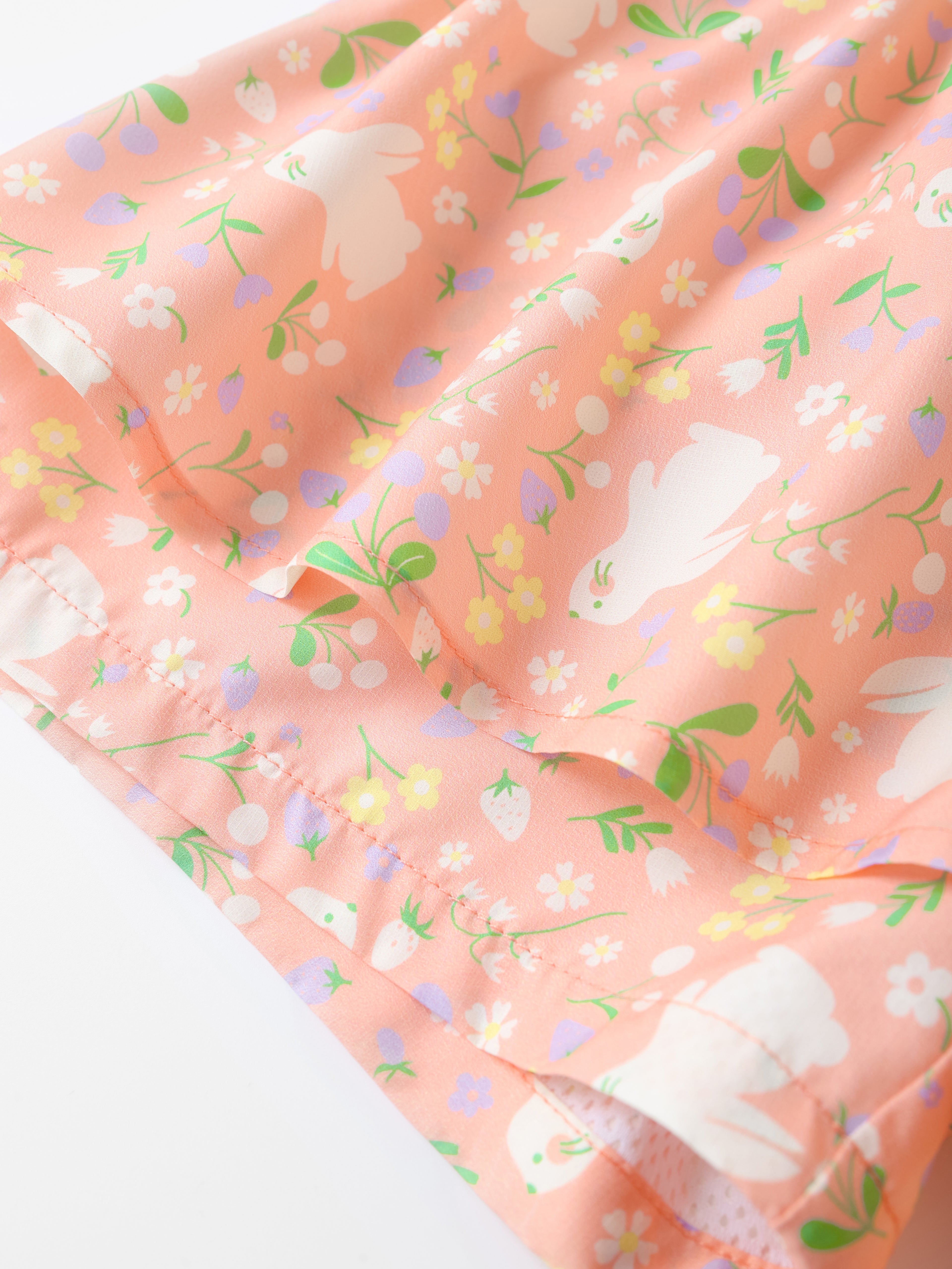Kid All-Over Bunny Print Layered Shorts