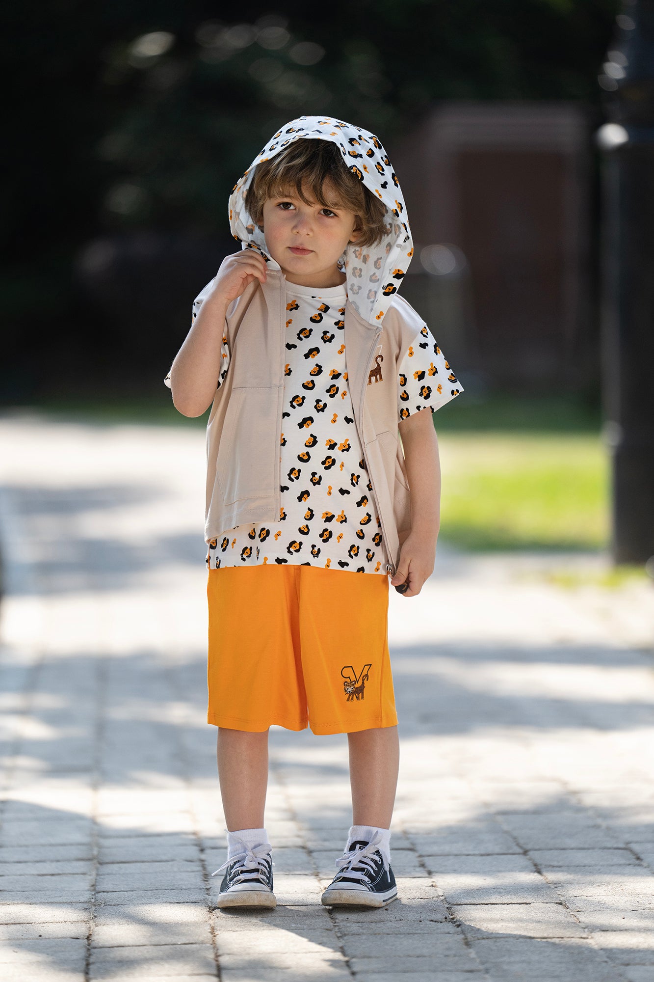 VAUVA Vauva SS23 Safari - Boys Leopard Print Cotton Short Sleeve Jacket (Khaki) Coat & Jacket