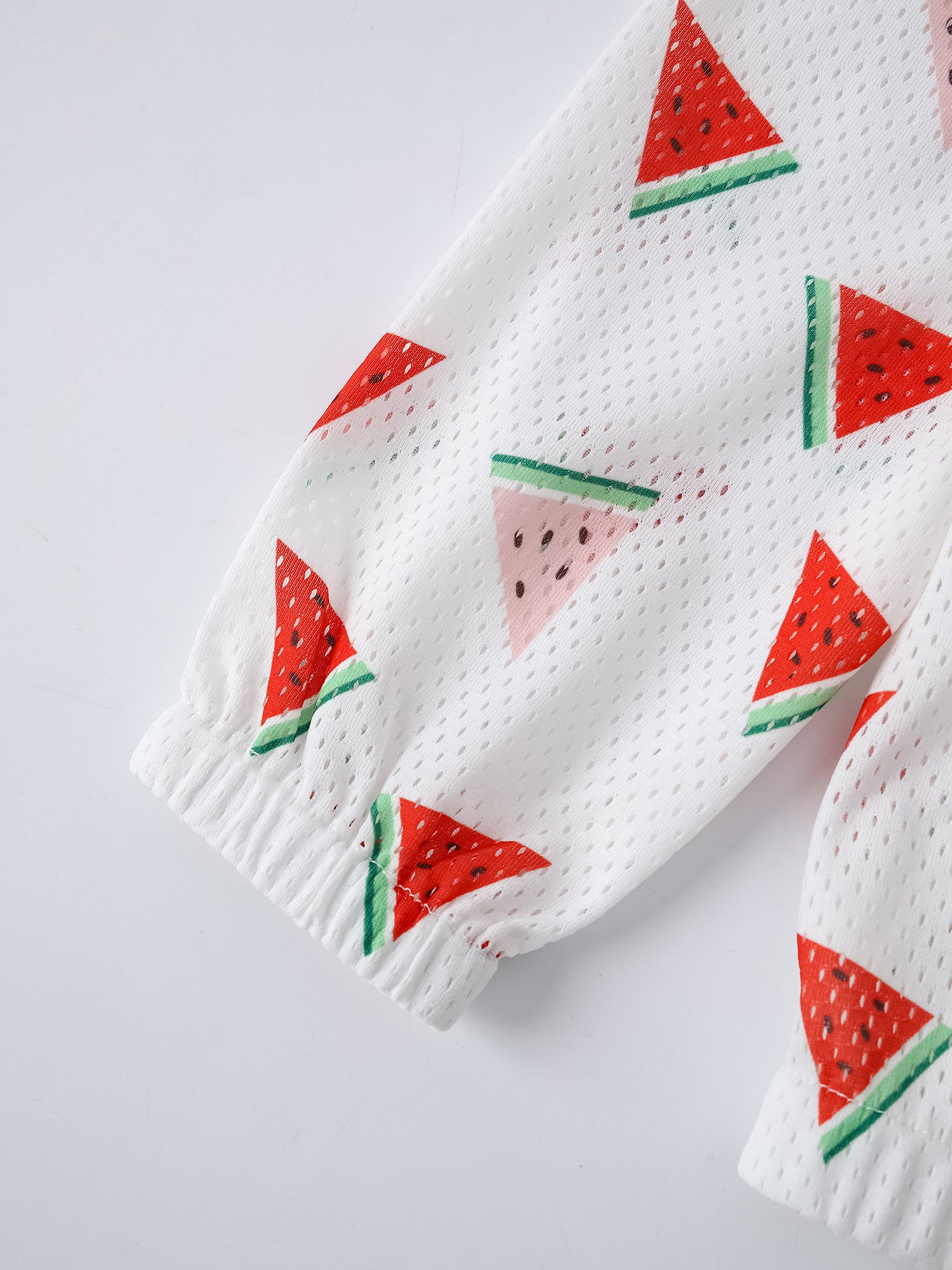 Kid All-Over Watermelon Print Mesh Hooded Zipped Jacket