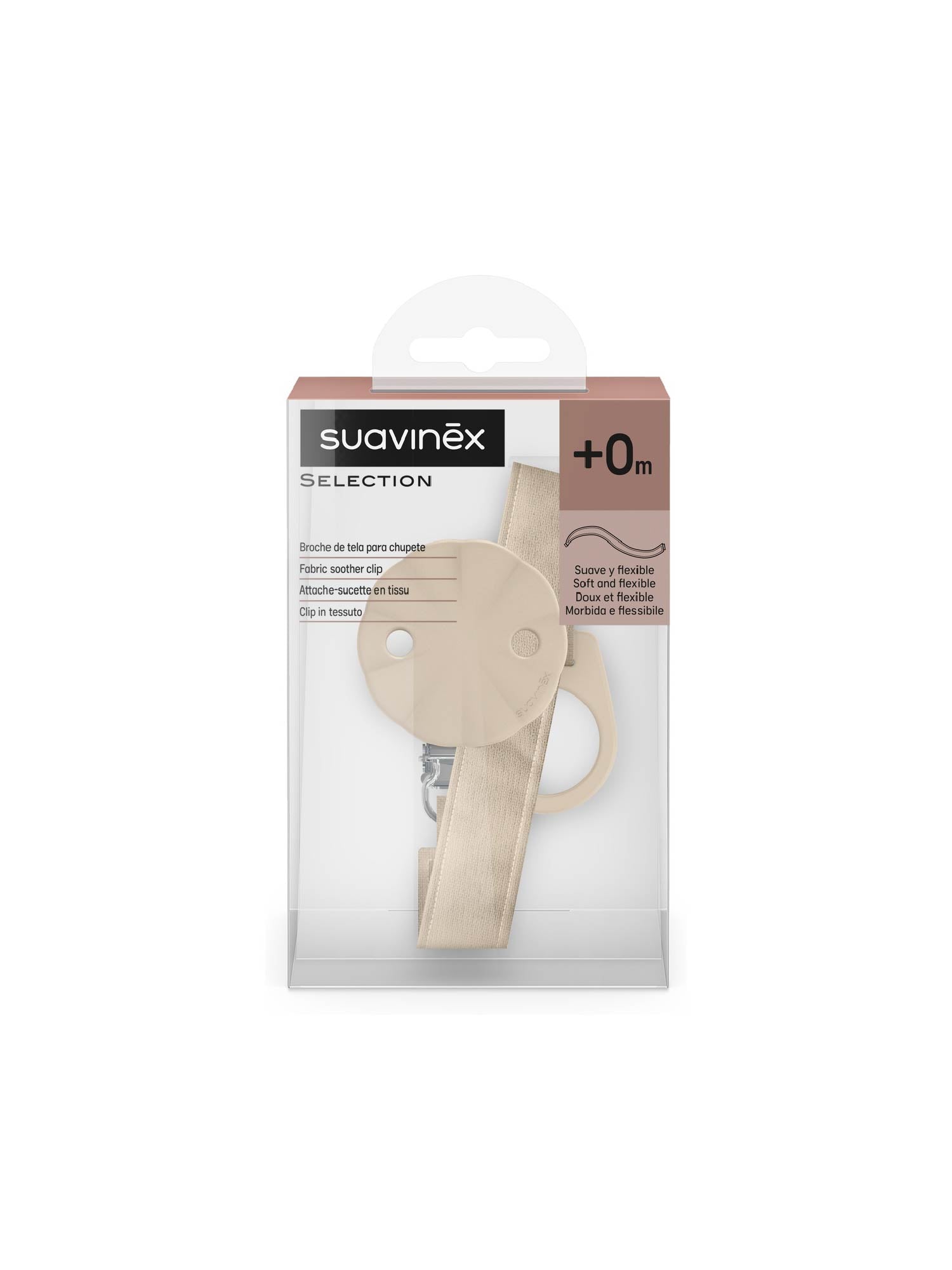 Silicone soother clip with cotton tape - Wonderland Beige