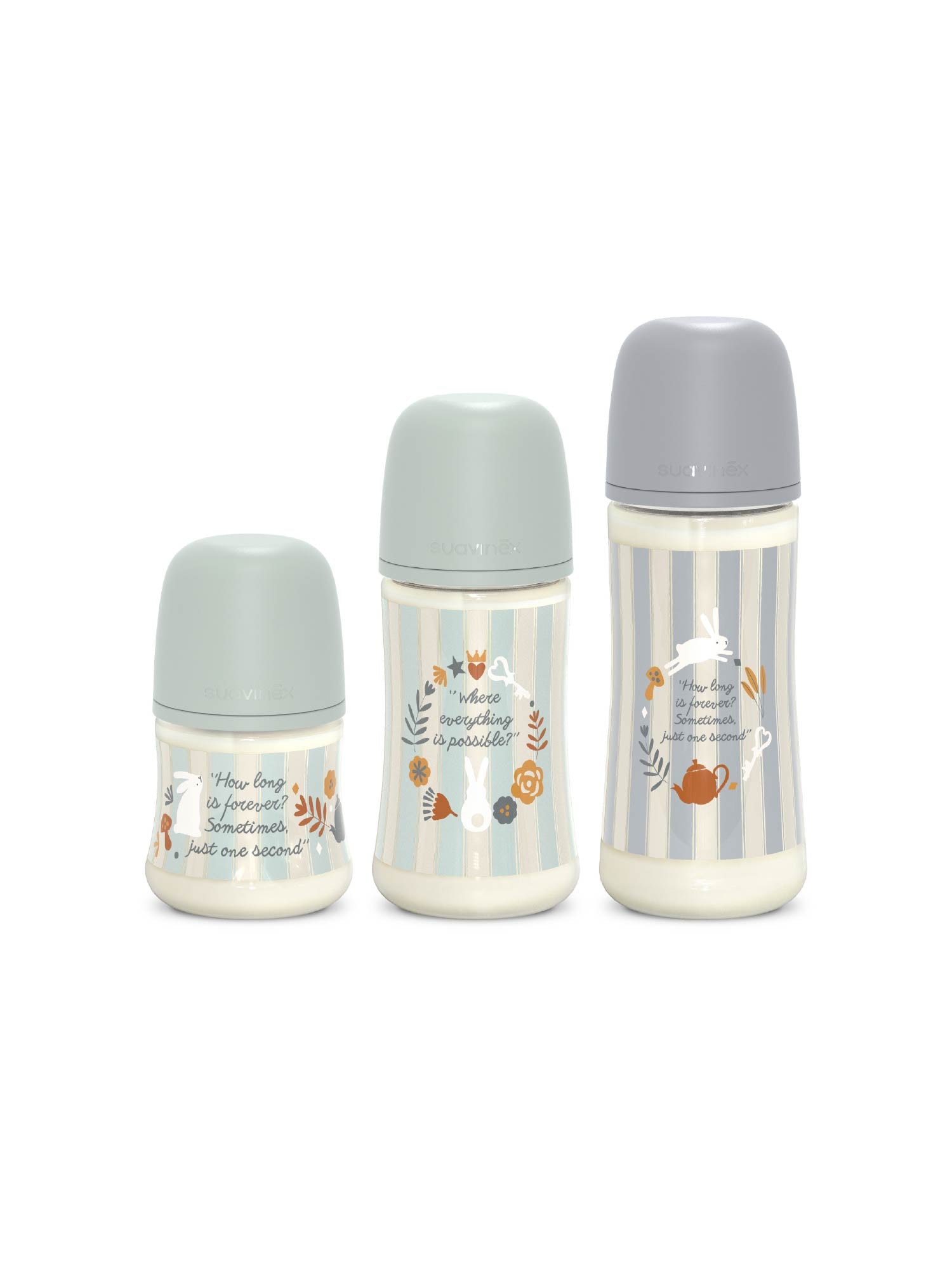 Feeding Bottle (PA) 150ml Slow Flow +0M SX Pro anti-colic Teat - Wonderland Stripes Blue Turquoise