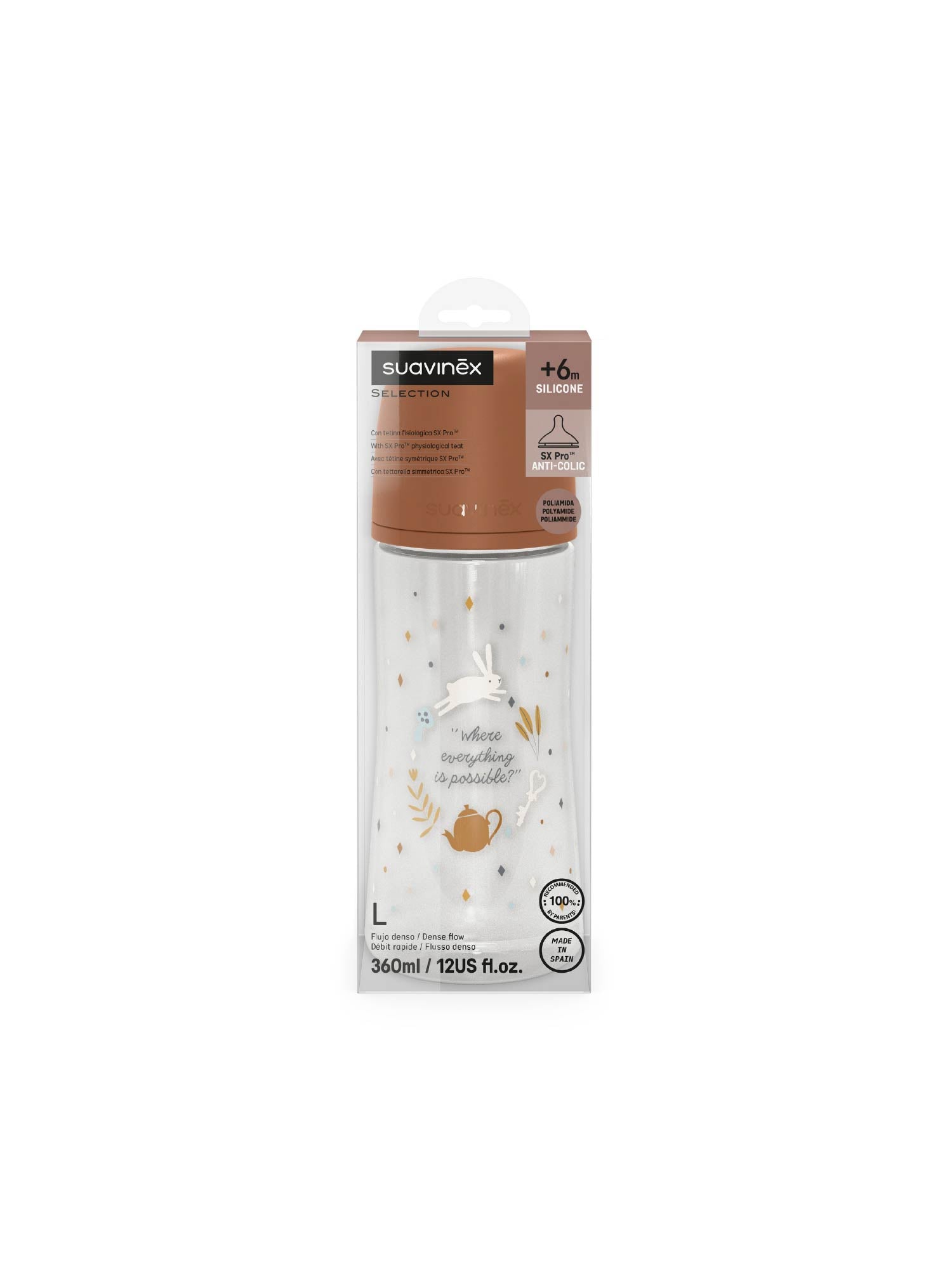 Feeding Bottle (PA) 360ml Dense Flow +6M SX Pro anti-colic Teat - Wonderland Circle Neutral