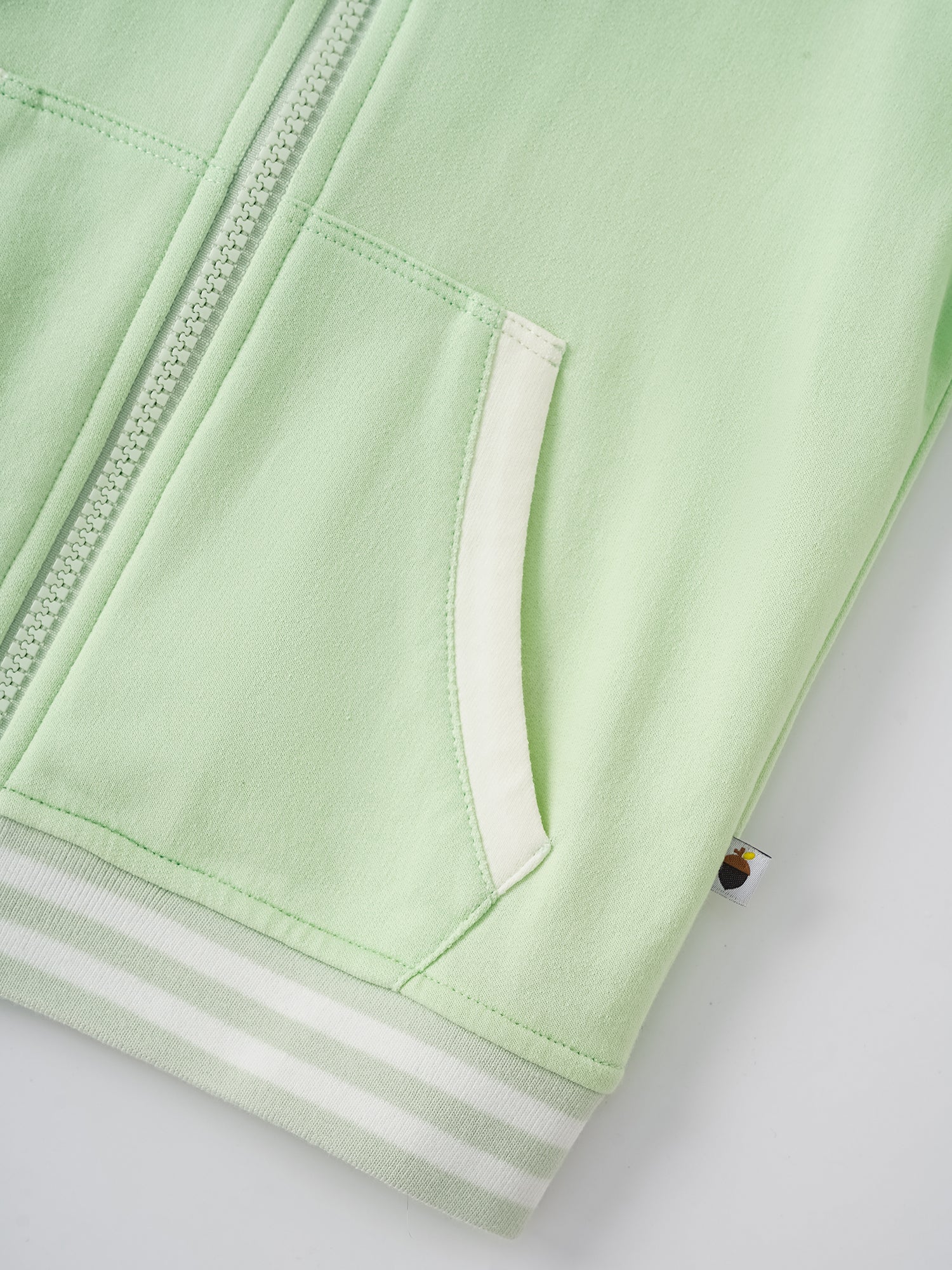 Kid Short Sleeve Logo Embroidery Zipped Hoodie