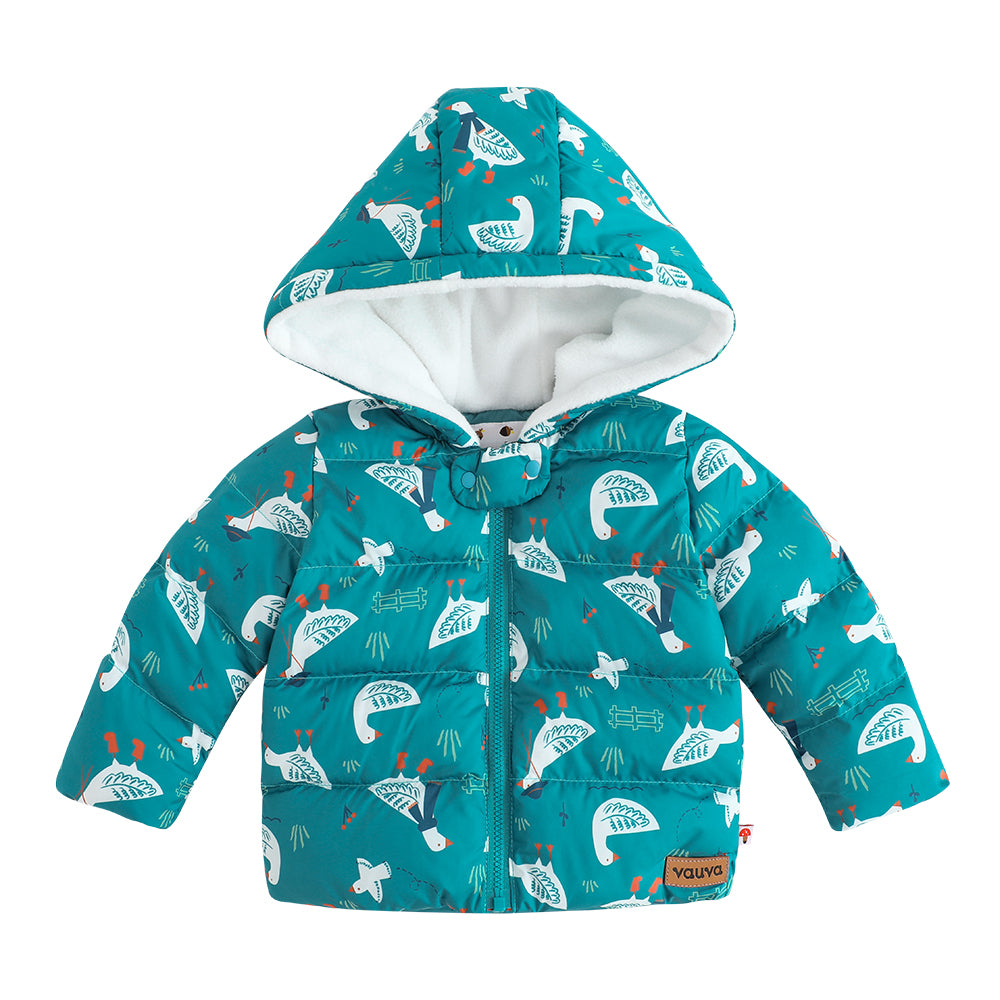 VAUVA Vauva FW23 - Baby Boy White Goose Print Coat with Hood (Blue) Coat & Jacket
