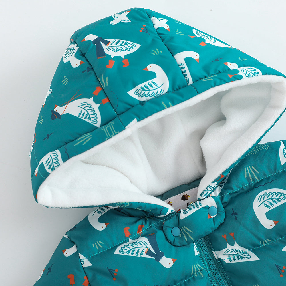 VAUVA Vauva FW23 - Baby Boy White Goose Print Coat with Hood (Blue) Coat & Jacket