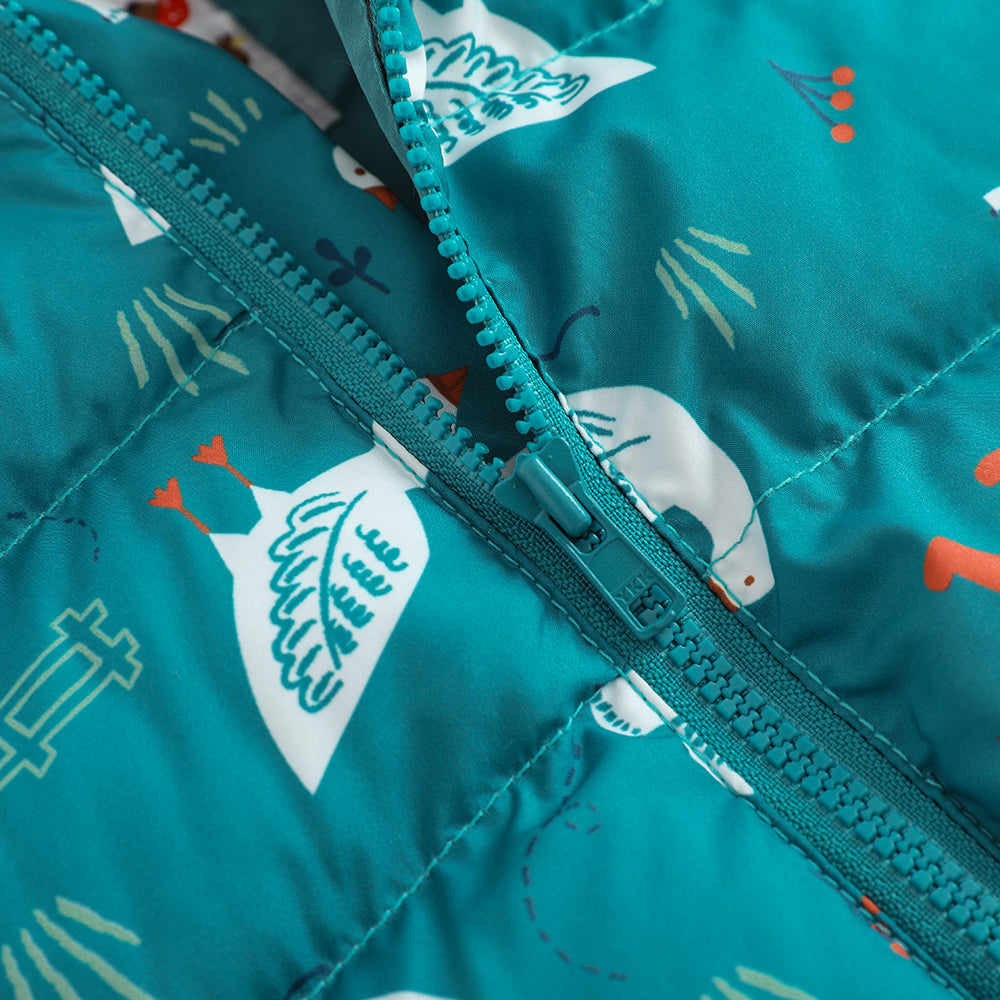 VAUVA Vauva FW23 - Baby Boy White Goose Print Coat with Hood (Blue) Coat & Jacket