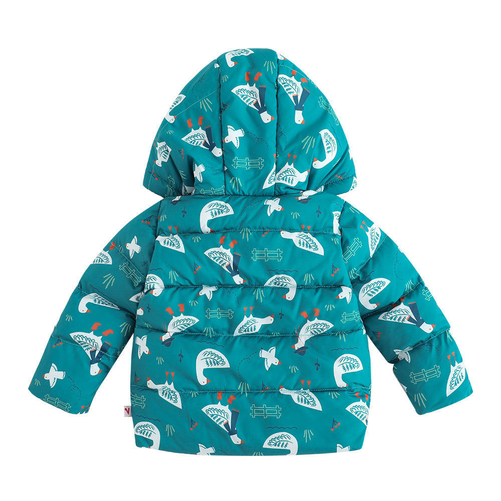 VAUVA Vauva FW23 - Baby Boy White Goose Print Coat with Hood (Blue) Coat & Jacket