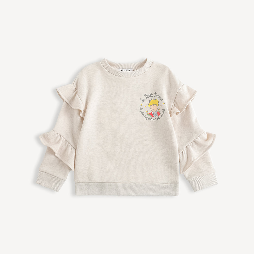 Character-Print Ruffle Sleeves Sweatshirt