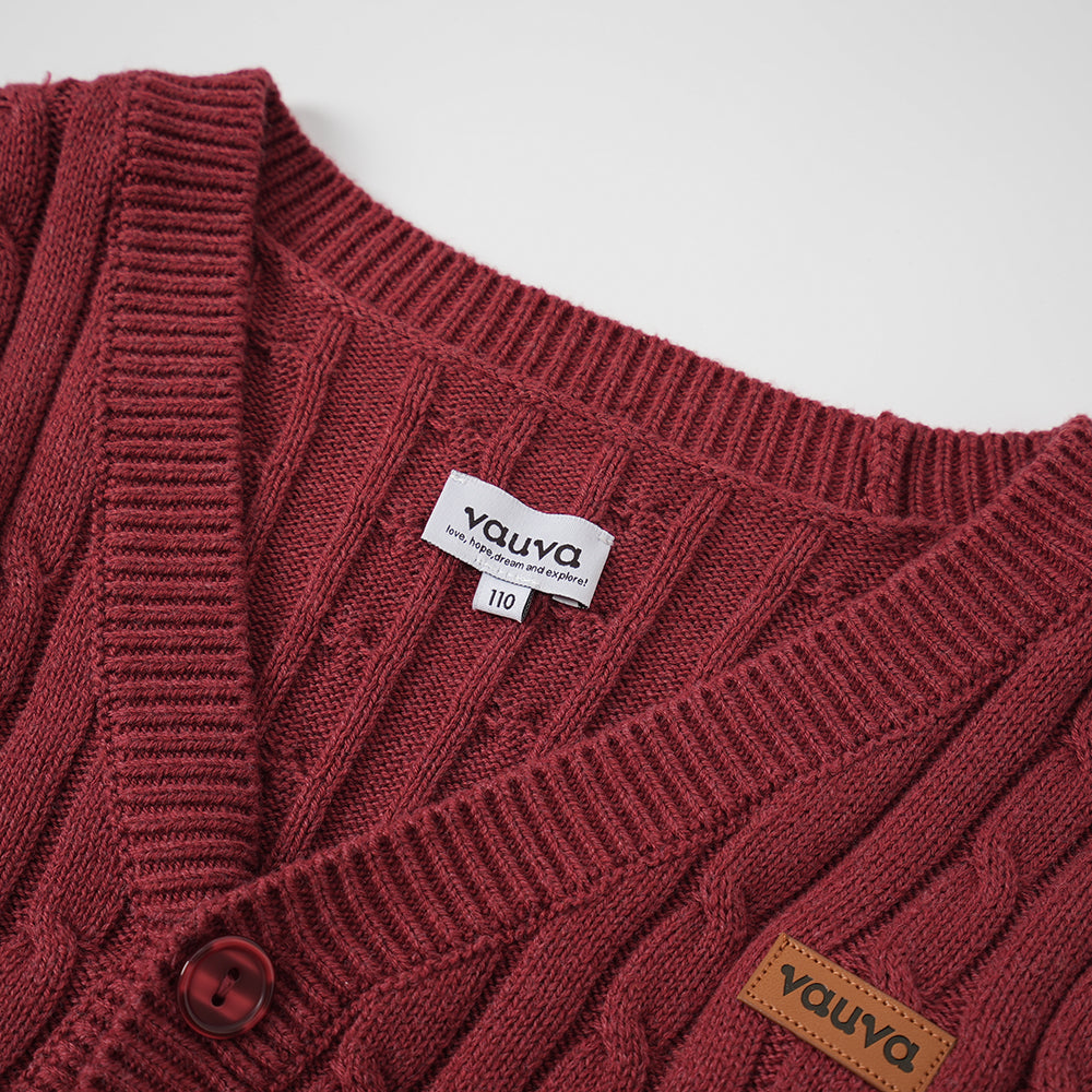 VAUVA Vauva FW23 - Boys Dark Red Cotton Cashmere Jacket Coat & Jacket