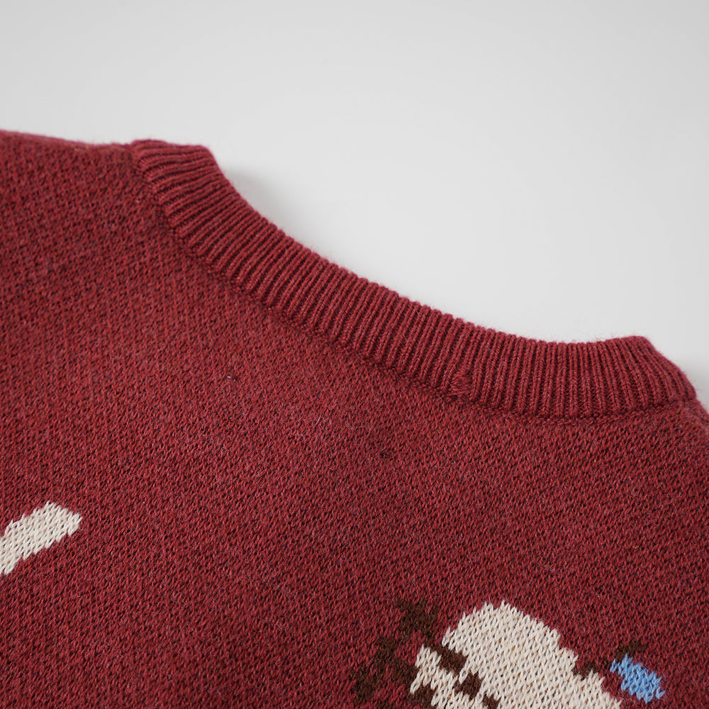 VAUVA Vauva FW23 - Baby Girls Farm Jacquard Cotton Cashmere Jacket (Red) Coat & Jacket