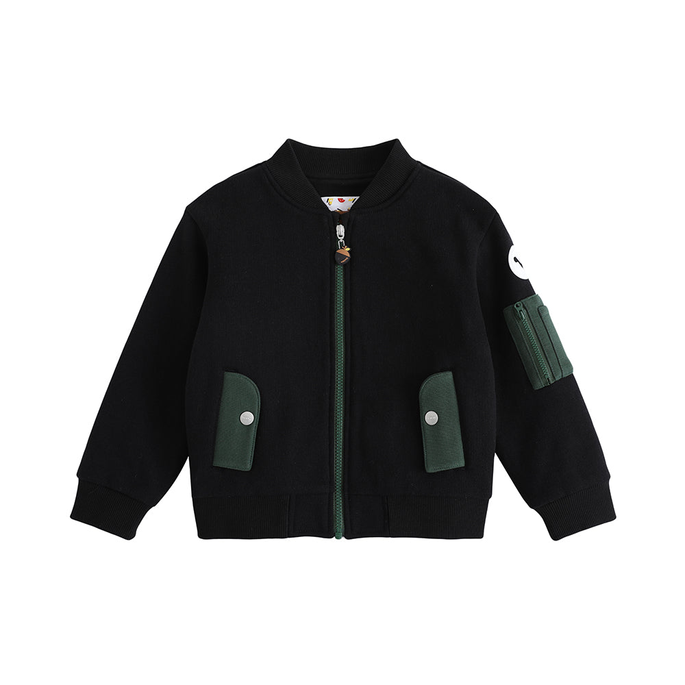 VAUVA Vauva FW23 - Boys Zip Long Sleeve Jacket (Black/Green) Coat & Jacket