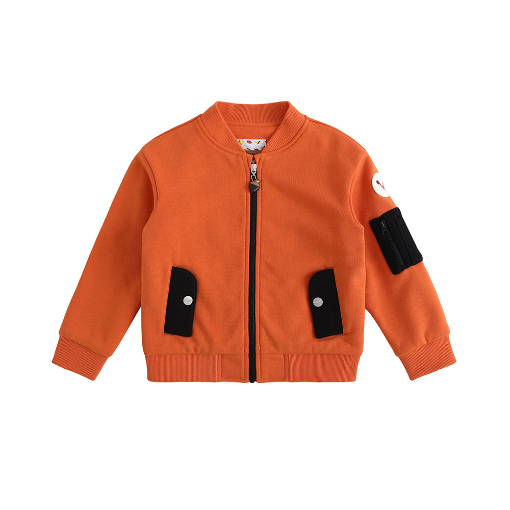 VAUVA Vauva FW23 - Boys Zip Long Sleeve Jacket (Orange/Black) Coat & Jacket