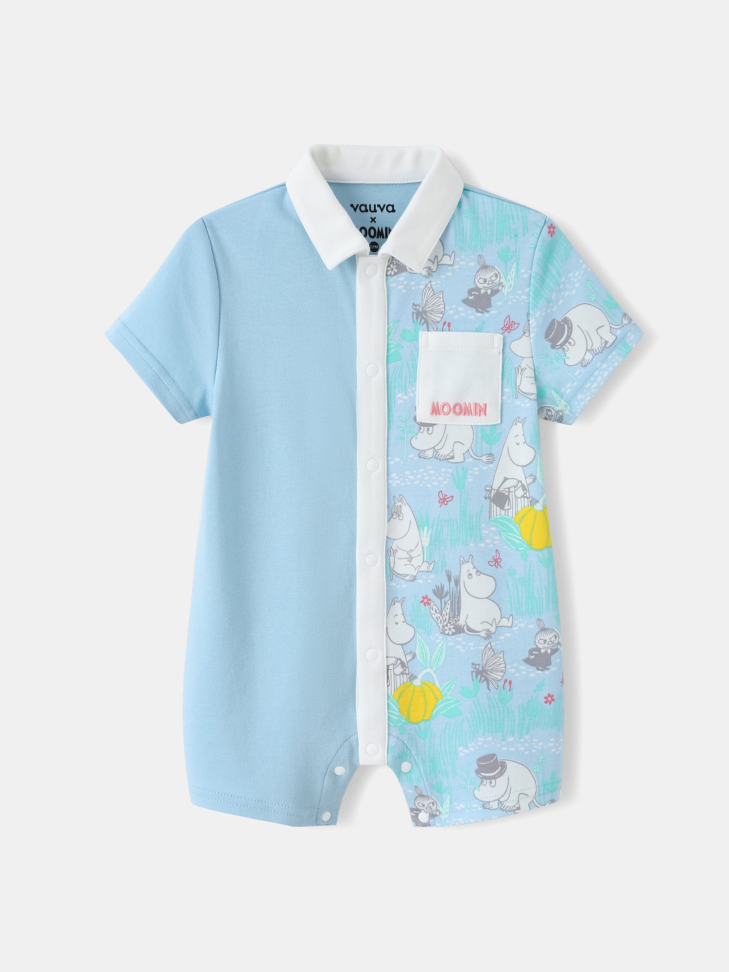 Baby Short Sleeve Colorblock All-Over Print Romper