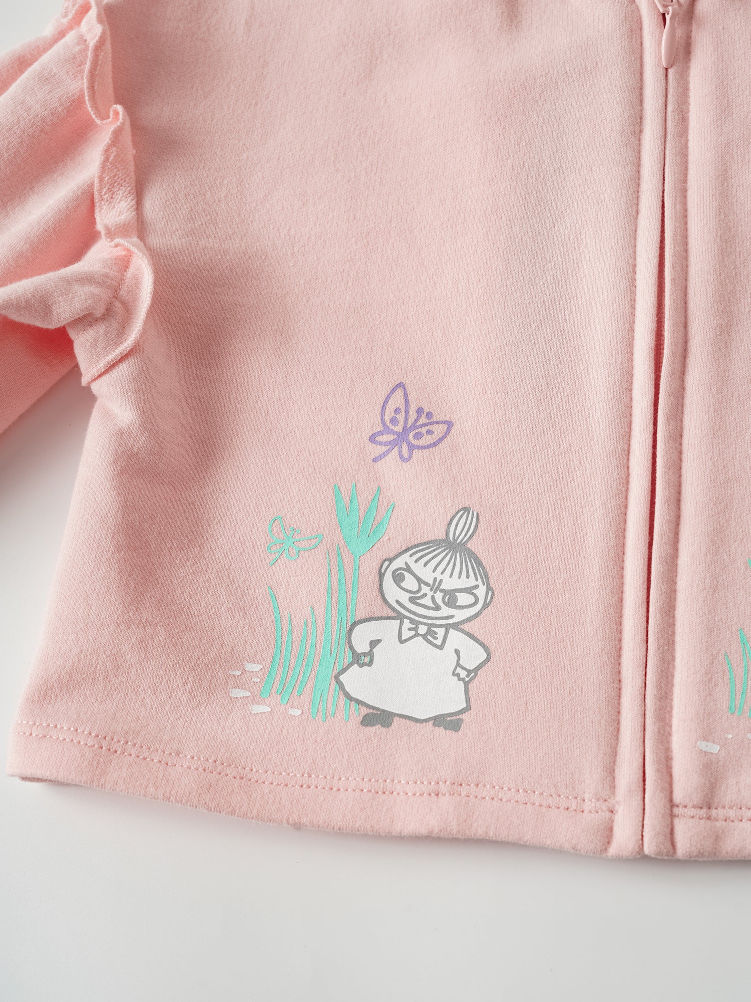 Baby Balloon Sleeve Print Zipped Jacket