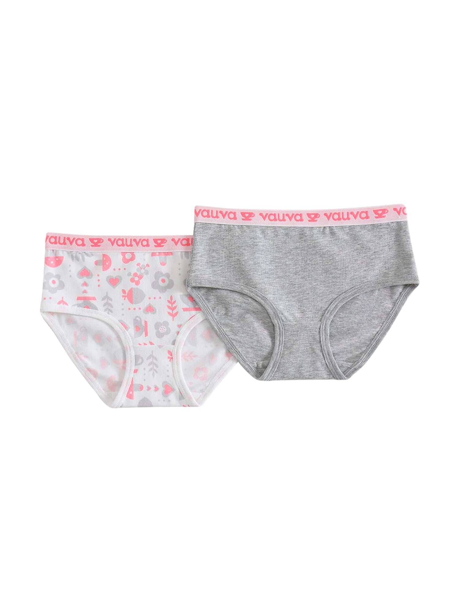 VAUVA Vauva Girls Organic Cotton Underwear - Vauva Pattern / Grey Love Underwear