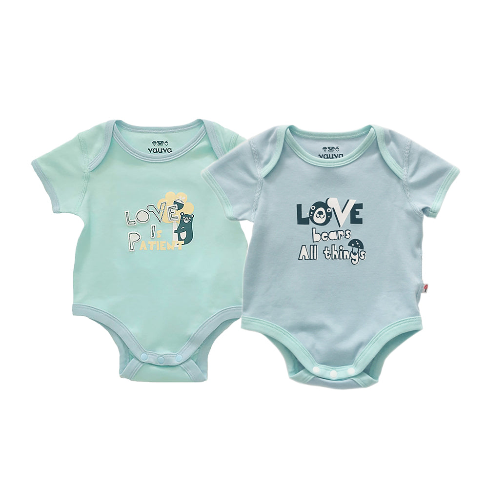 VAUVA Vauva Baby Organic Cotton Romper Set - Bear & Love (1 SET 2 PCS) Fashion