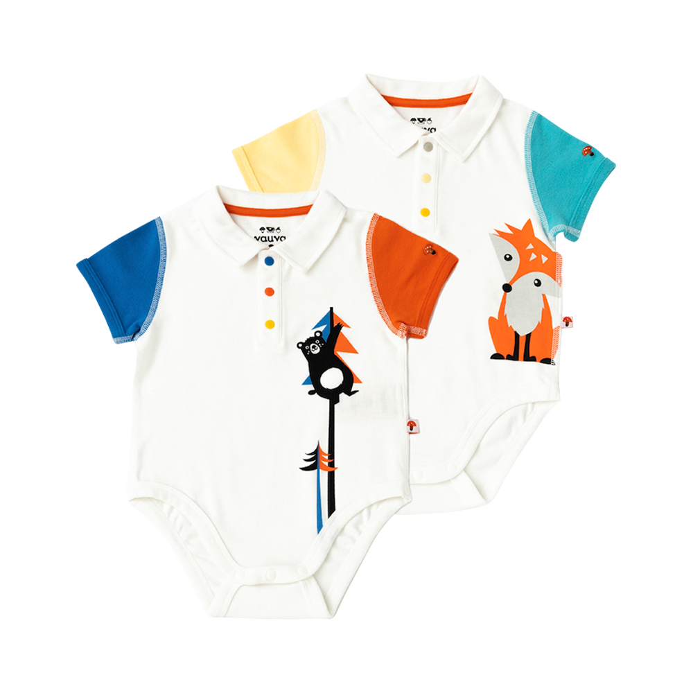VAUVA Vauva 2022 - Organic Cotton Baby 2-Packs Fox & Bear Bodysuits Bodysuit