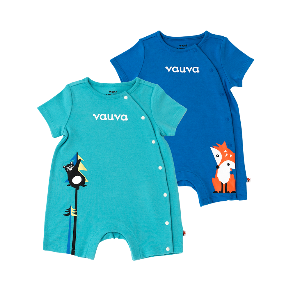 VAUVA Vauva - Organic Cotton Baby 2-Packs Fox & Bear Rompers Romper
