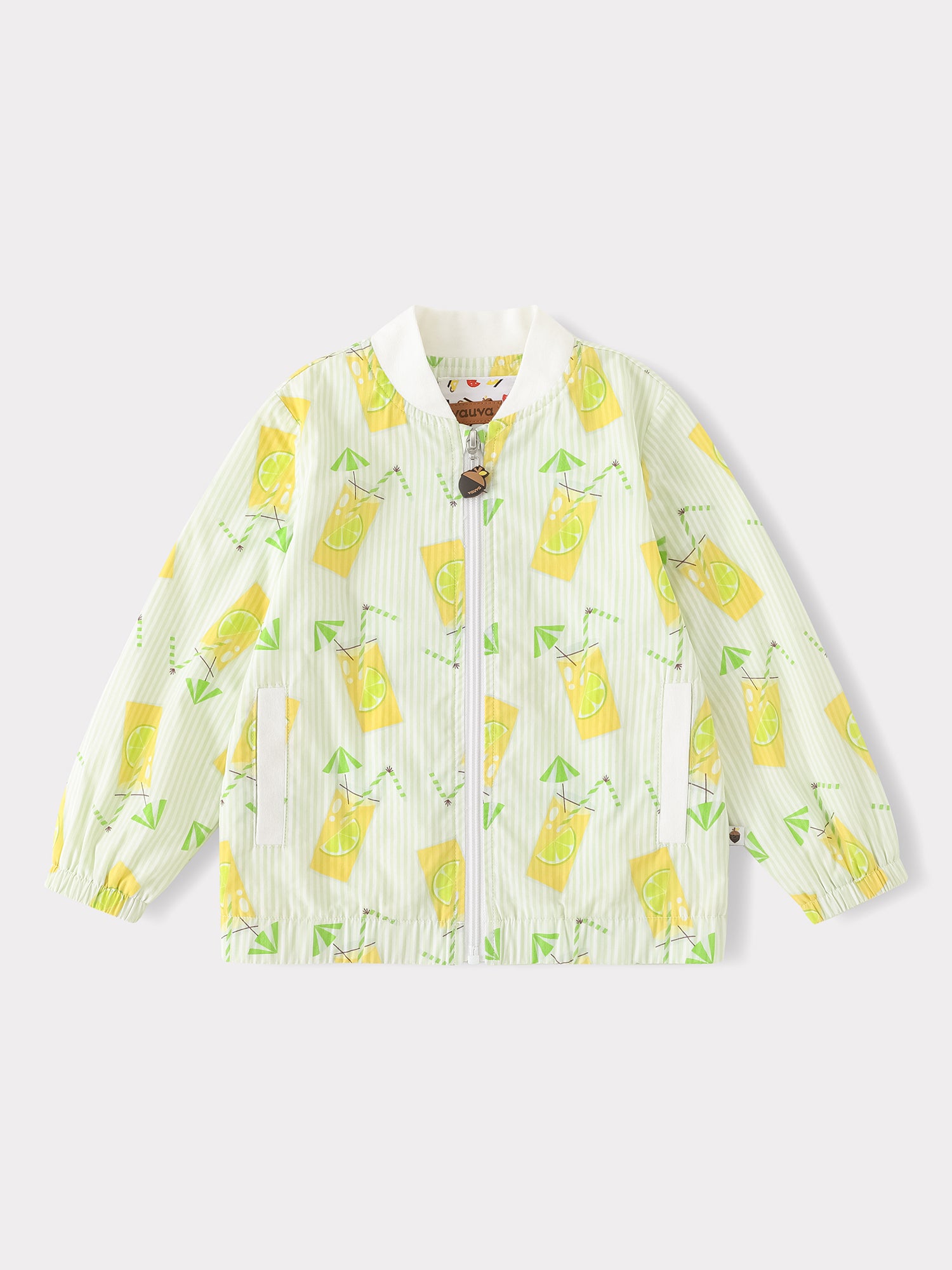 Kid All-Over Lemon Tea Print Zipped Bomber Jacket