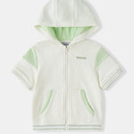 Kid Short Sleeve Logo Embroidery Zipped Hoodie