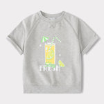 Kid Short Raglan Sleeve Lemon Tea Print Tee