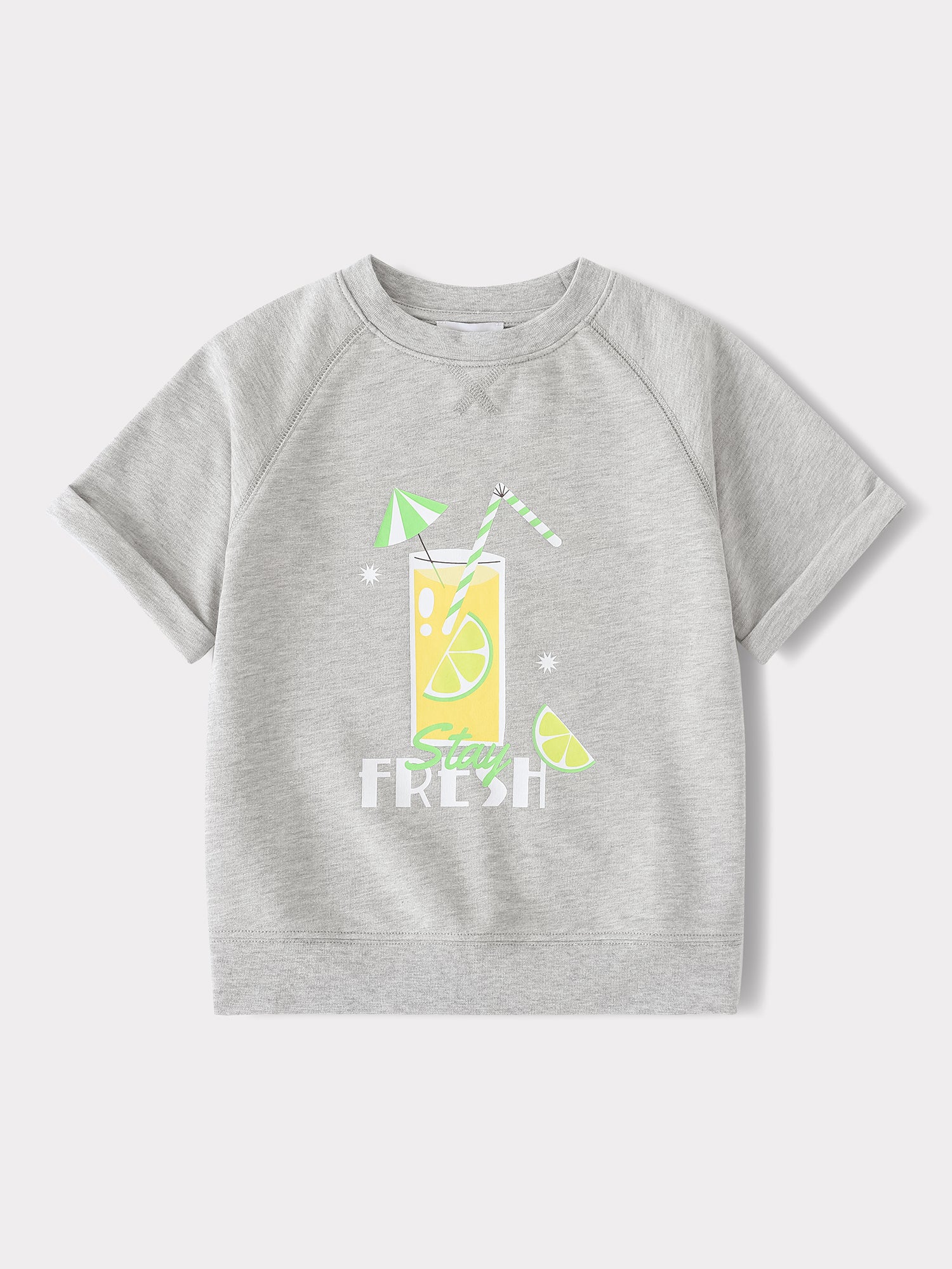 Kid Short Raglan Sleeve Lemon Tea Print Tee
