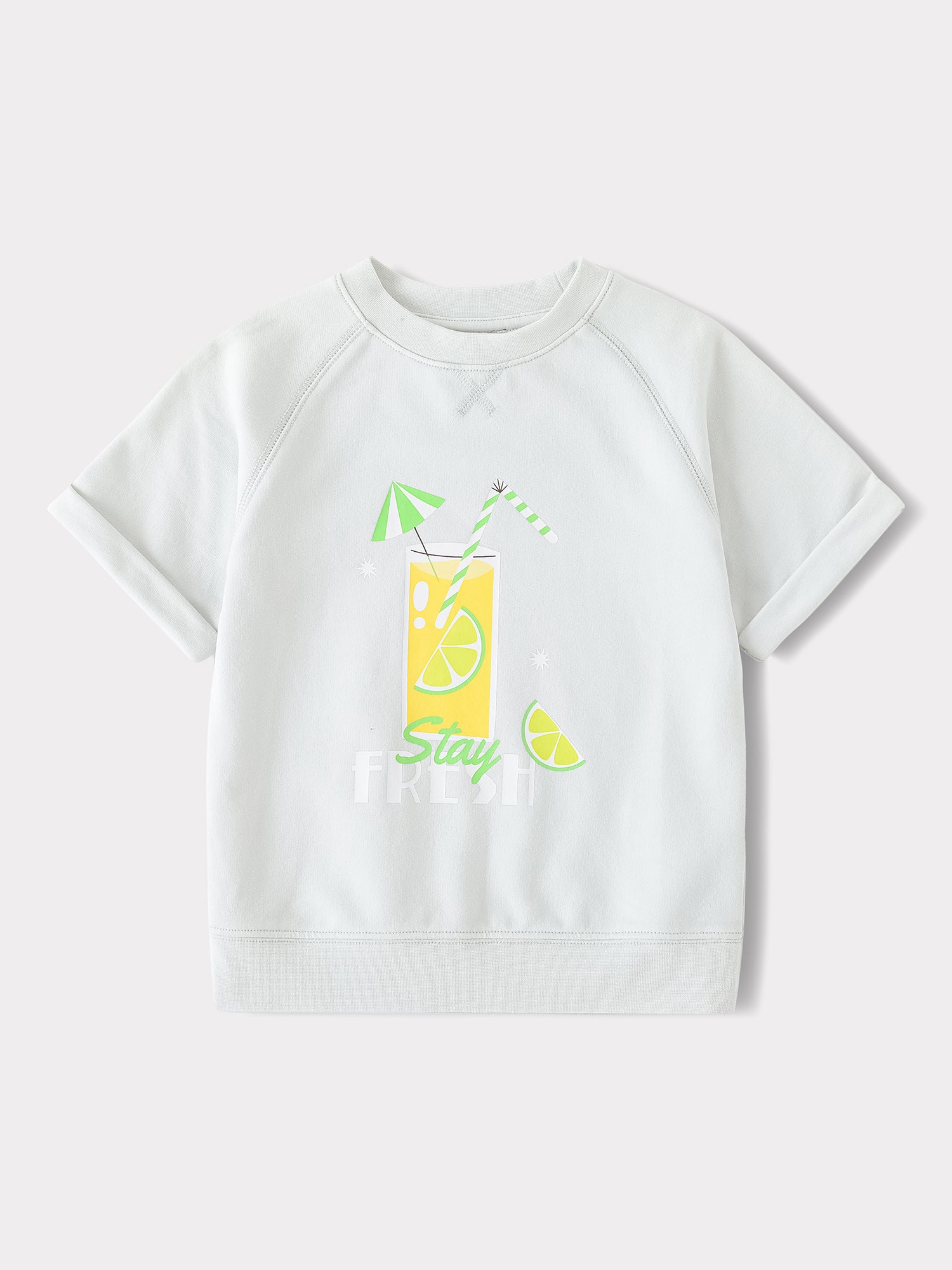 Kid Short Raglan Sleeve Lemon Tea Print Tee