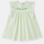 Kid Lace-Trimmed Ruffle Sleeve Dress
