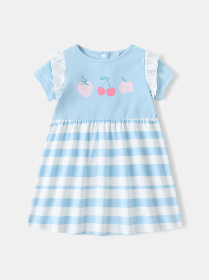 Baby Ruffle Sleeve Berries Print Dress &amp; Knicker Set